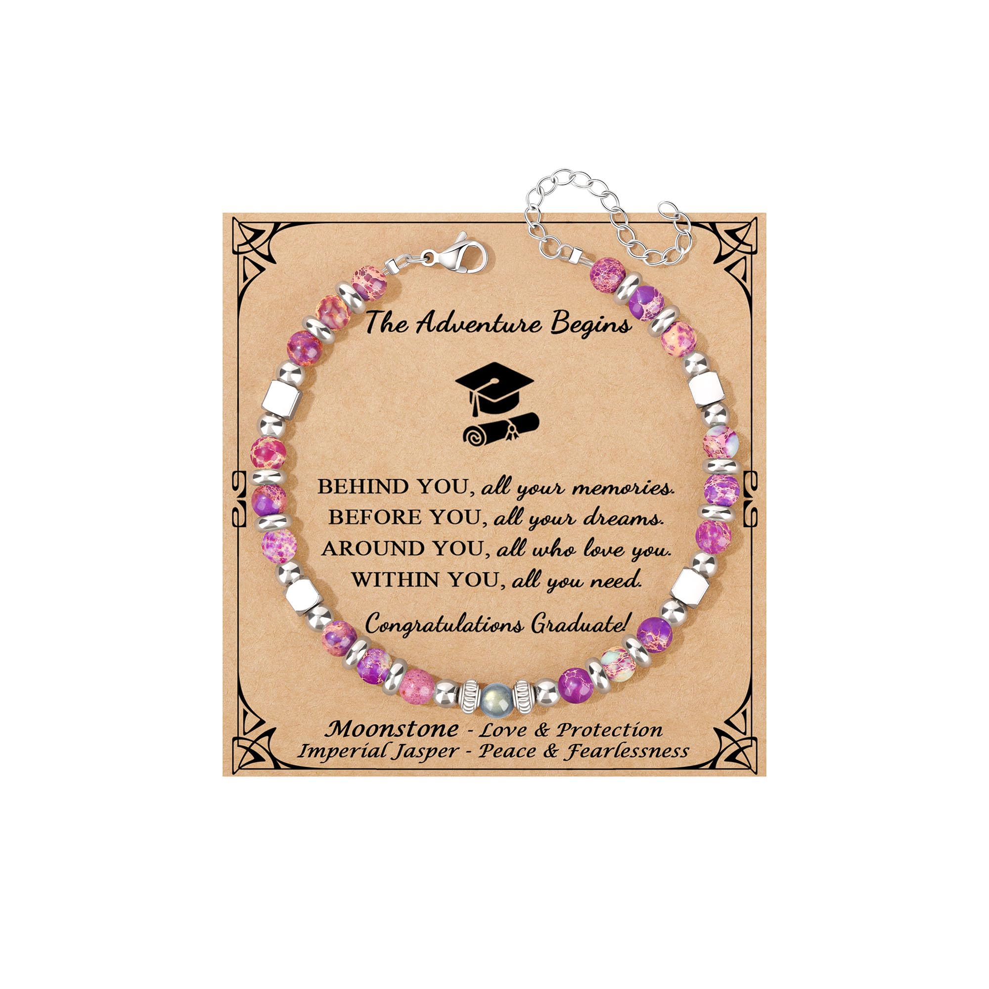 JoycuFF 𝗚𝗶𝗳𝘁𝘀 𝗳𝗼𝗿 𝗪𝗼𝗺𝗲𝗻 𝗠𝗼𝗼𝗻𝘀𝘁𝗼𝗻𝗲 𝗕𝗿𝗮𝗰𝗲𝗹𝗲𝘁 Amazonite Colorful Imperial Jasper Stainless Steel Beads Bracelets, Mothers Day Birthday Christmas Valentines Graduation Gifts