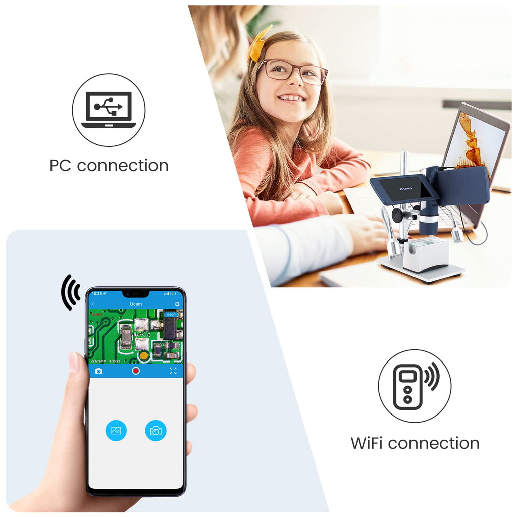 Andonstar AD203 Handheld Digital Microscope, Portable Pocket USB Coin Microscope with 4 inch Screen for Kids and Adults, Black, Electronic FHD Video, Windows Mac PC