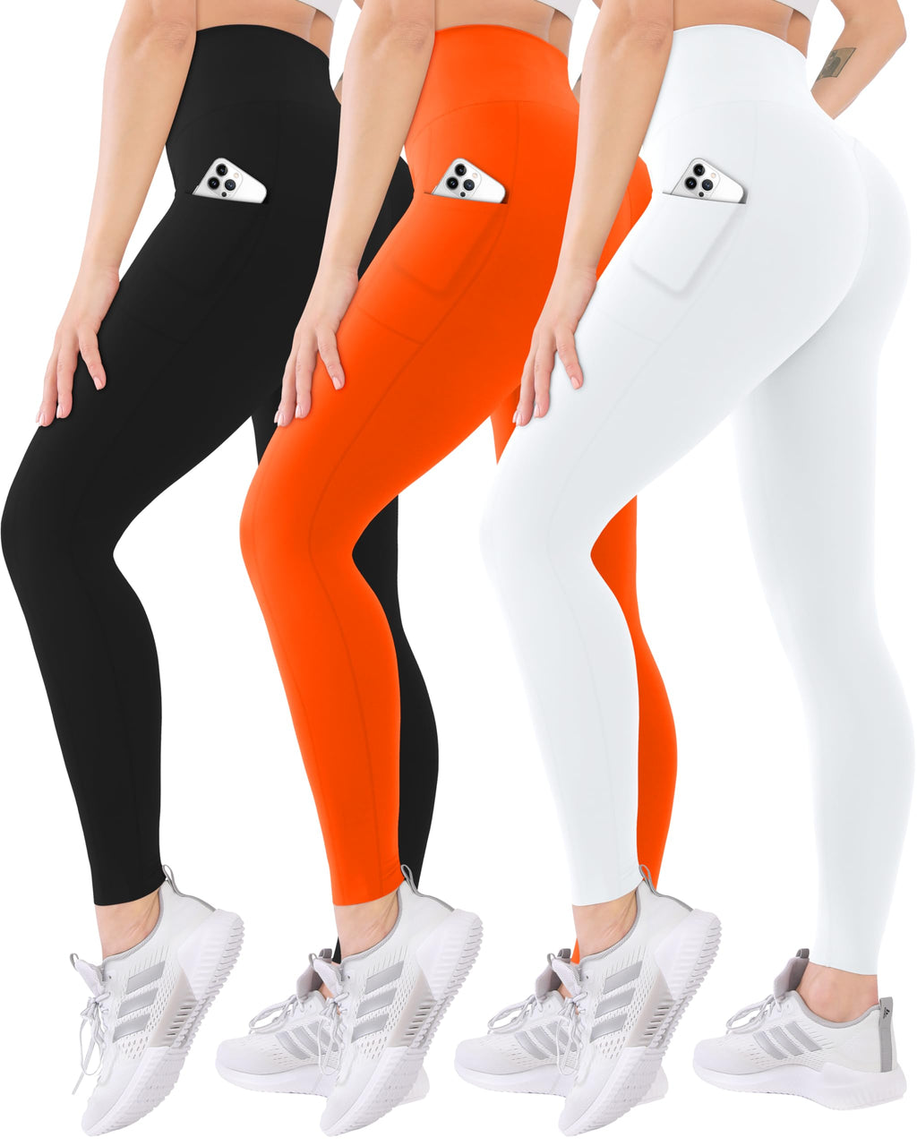 Blisset 3 Pack High Waisted Leggings for Women with Pockets Soft Active Tummy Control Pants for Yoga Running & Daily Wear
