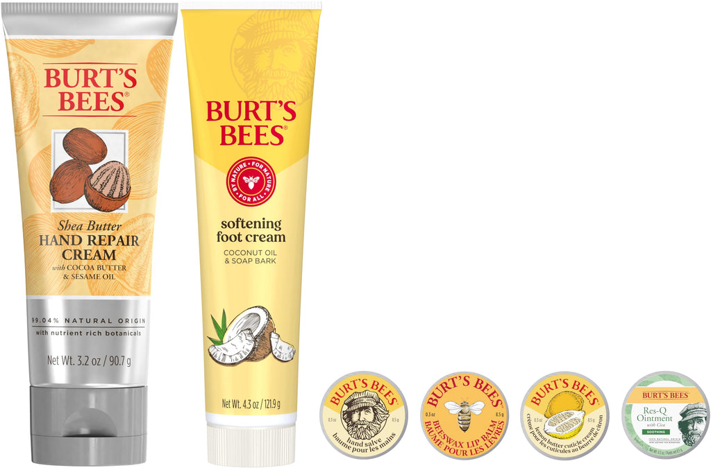 Burt's Bees Mothers Day Gifts Ideas - Classics Set, 6 Products in Giftable Tin – Cuticle Cream, Hand Salve, Lip Balm, Res-Q Ointment, Hand Repair and Foot Cream