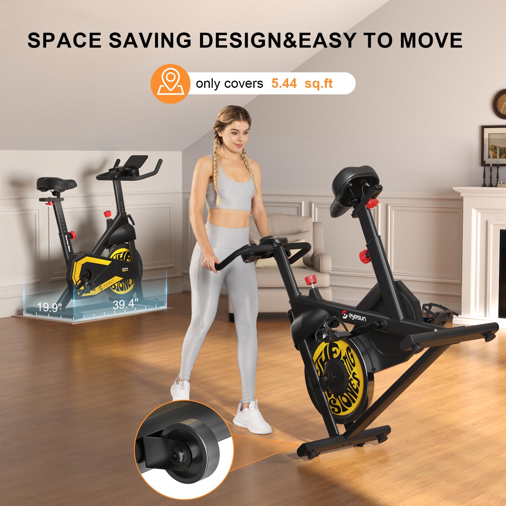 Exercise Bikes for Home,Spin Bike with Adjustable Magnetic,Brake Pad Resistance Silent Belt Drive,350lbs/300lbs Weight Capacity &Upgraded Version Seat for Home Cardio&Weight Loss(QM-530W)