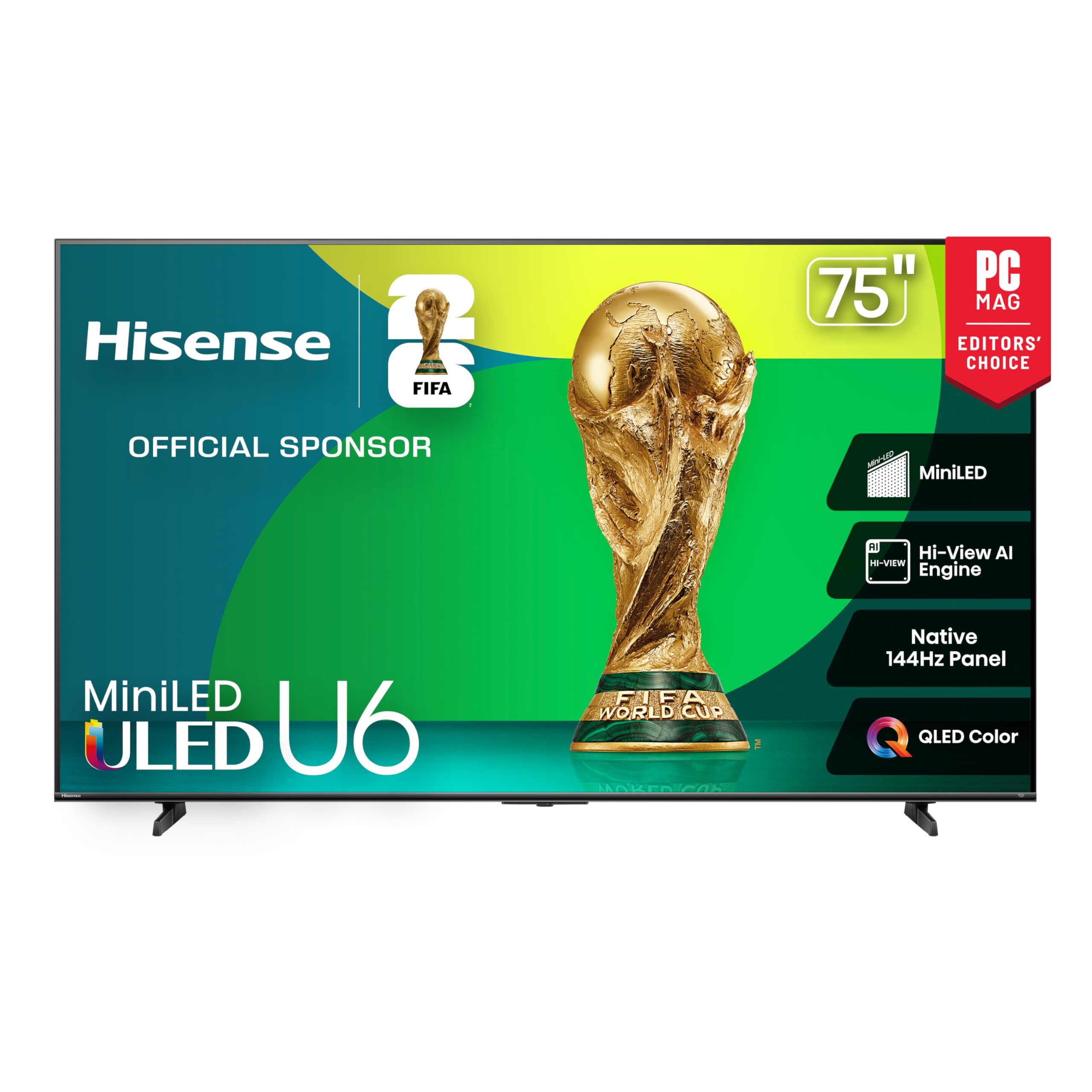 Hisense 55" Class U6 Series Mini-LED 4K UHD Smart Fire TV (55U65QF, 2025 Model) - QLED, Native 144Hz, HDR10+, Dolby Vision IQ, Dolby Atmos, Game Mode Pro, ALLM, Alexa Built in, Black