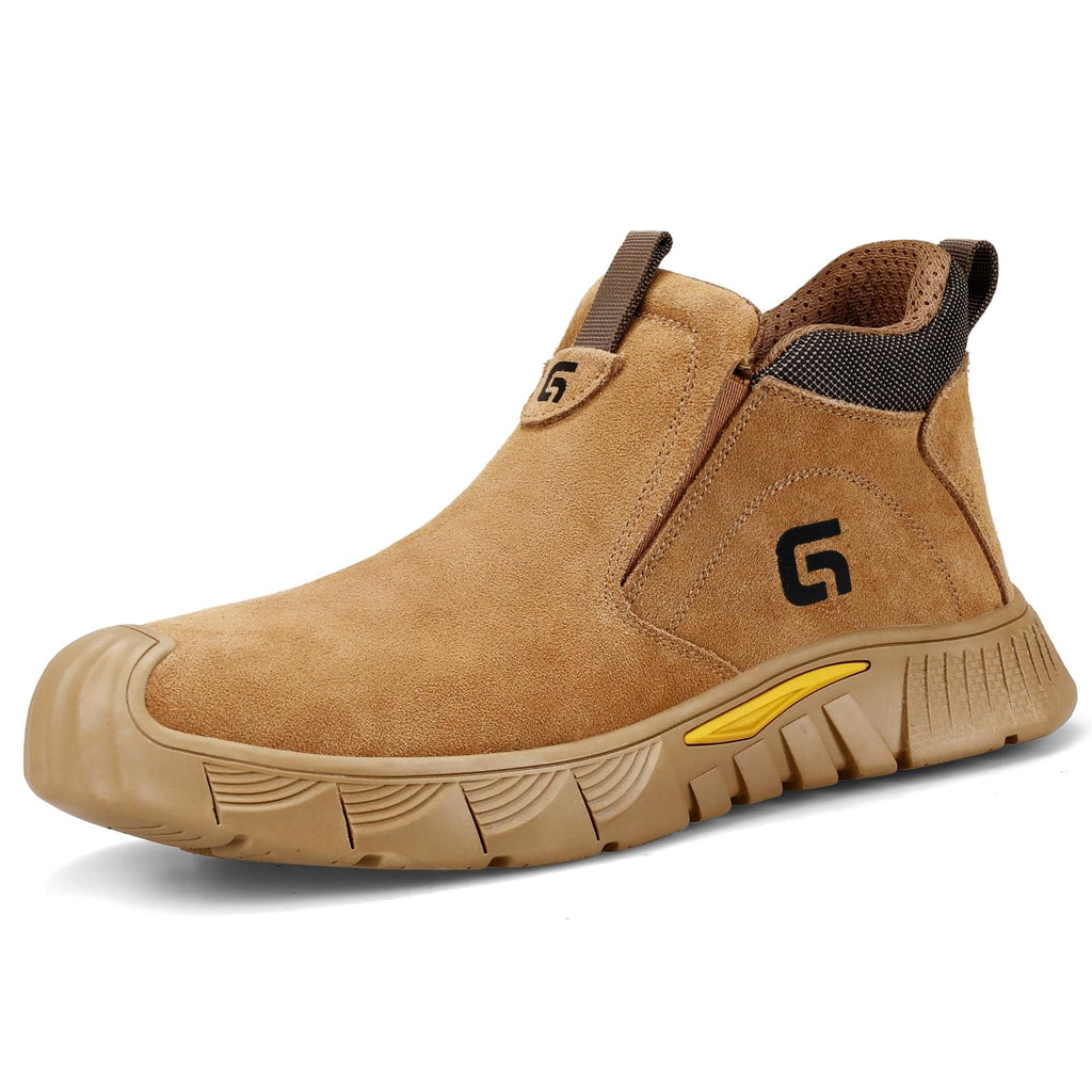 GLANOUDUN Welding Work Boots for Men Slip on Steel Toe Shoes for Men Indestructible Steel Toe Boots Welder Men's Working Shoes Fireproof Safety Footwear for Construction Men's Work & Safety Footwear