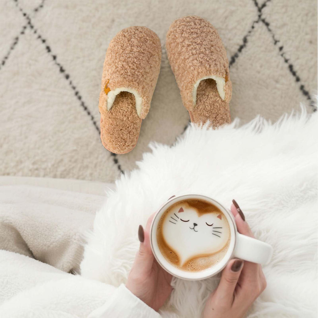 EverFoams Women's Fuzzy Slip-on Slippers Warm Cozy Soft Lightweight Memory Foam Indoor House Shoes