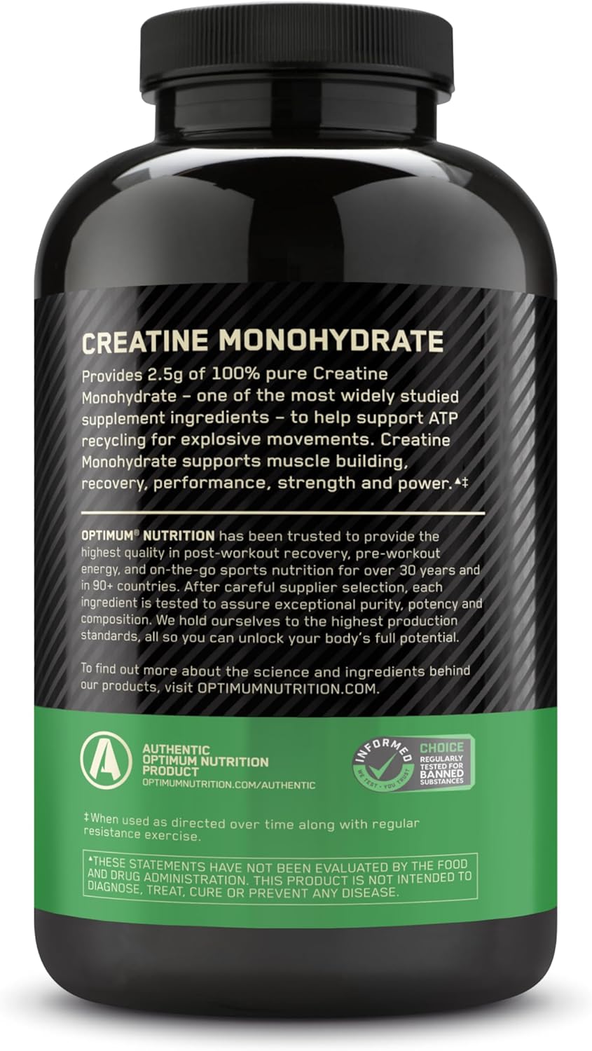 Optimum Nutrition Micronized Creatine Monohydrate Capsules, Keto Friendly, 2500mg, 100 Capsules