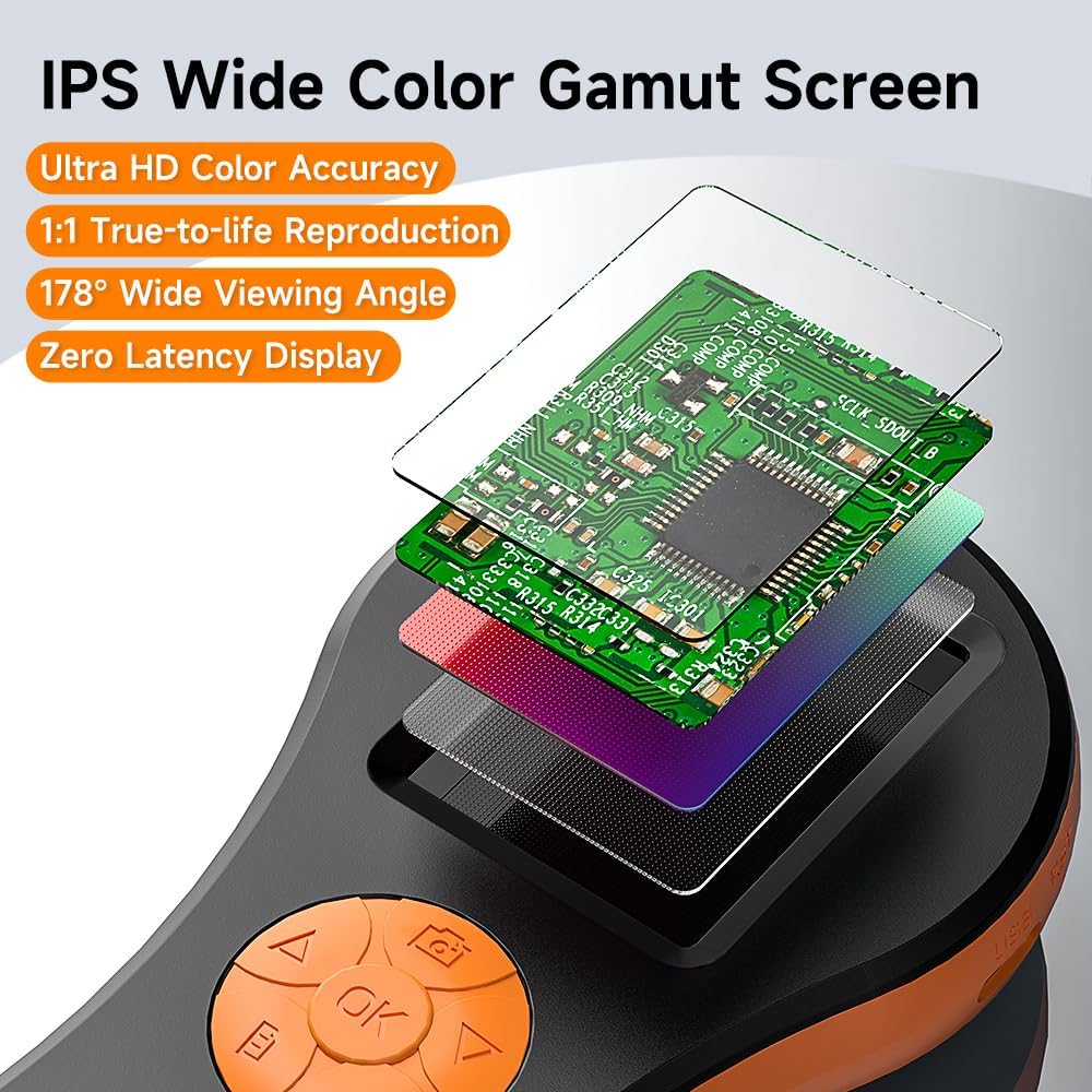Digital Microscope Handheld 2.0 inch IPS Color Screen,Portable Digital Magnifying Glass,Marco Microscope for Kids,Built-in 8LED Lights,USB Compatible with PC Windows, Mac OS