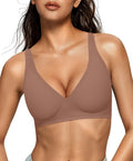OEAK Womens Deep V Bras Wireless Comfortable Bra Supportive No Underwire Bras Tshirt Push Up Bralettes Plunge Seamless Bra
