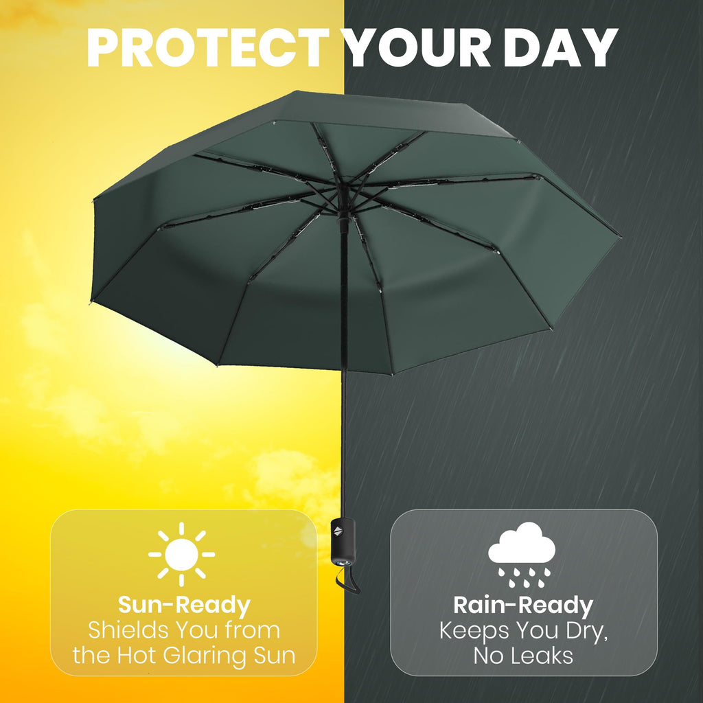 Rain-Mate Windproof Compact Umbrellas for Rain - Strong Reinforced Fiberglass Rib Design & Auto Open & Close - Portable Folding Travel Umbrella - Lightweight & Packable for Women & Men, Easy Collapse