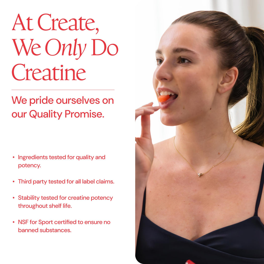 Create Creatine Monohydrate Gummies for Men & Women, Boost Focus, Strength, and Endurance, Anti-Melting Formula, Vegan, Gluten-Free, Non-GMO, 1.5g of Creatine per Gummy (Blue Raspberry)