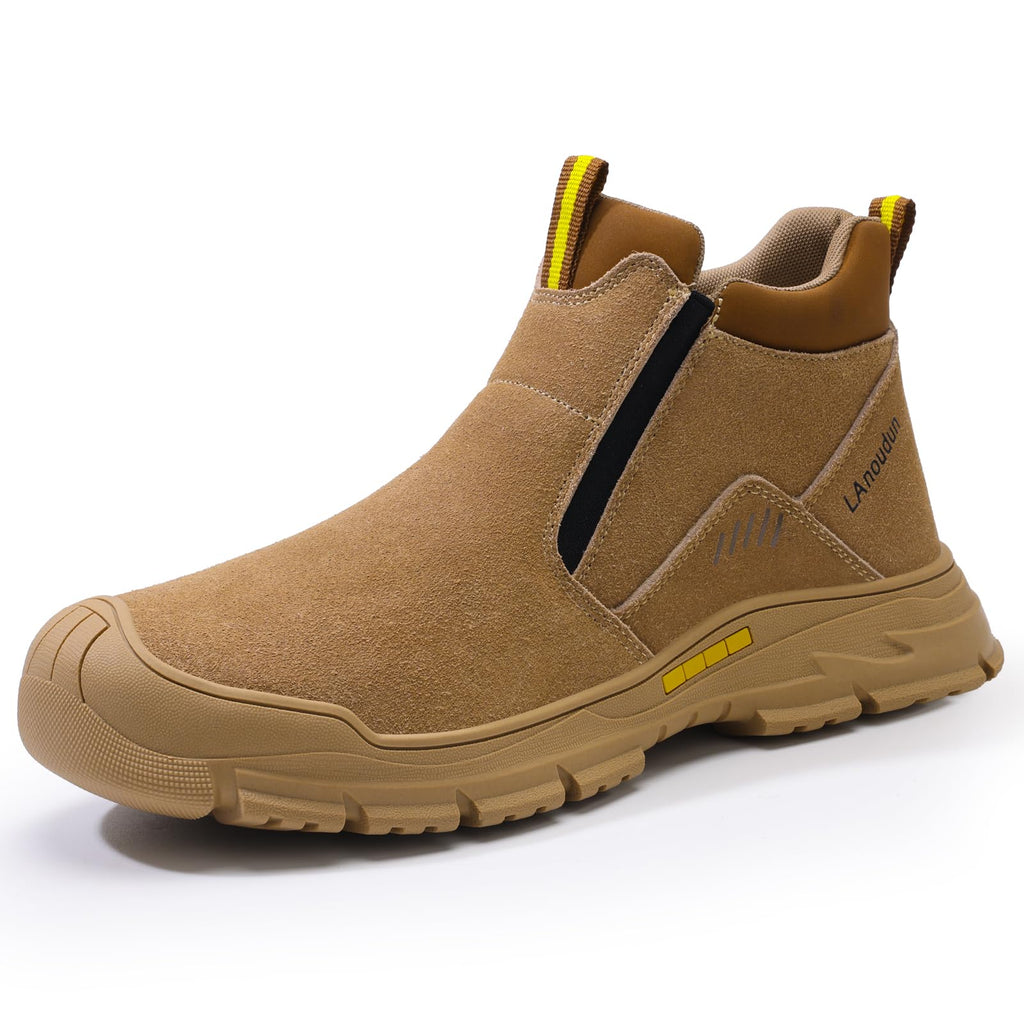 GLANOUDUN Welding Work Boots for Men Slip on Steel Toe Shoes for Men Indestructible Steel Toe Boots Welder Men's Working Shoes Fireproof Safety Footwear for Construction Men's Work & Safety Footwear