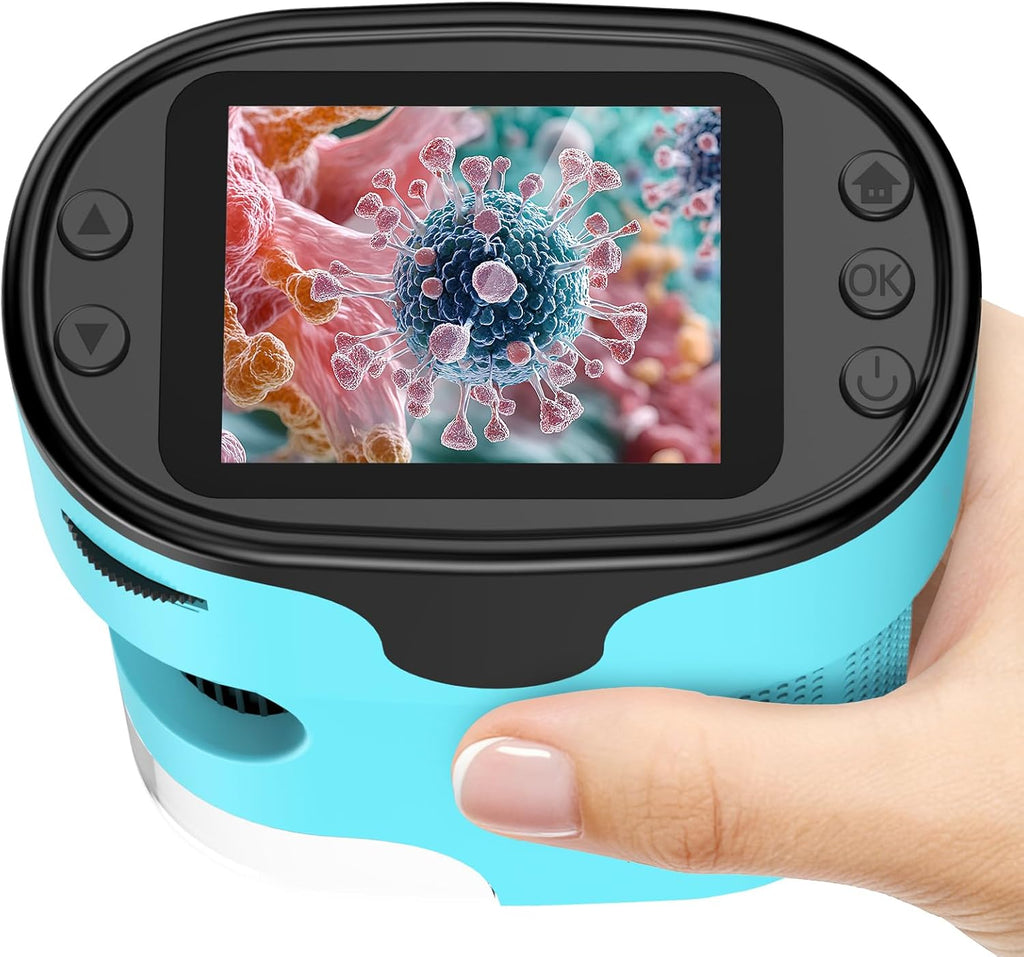 1000X Pocket Microscope for Kids - 4K 2.0" Screen, Digital Mini Scope with Slides Kit, Rechargeable Lab Handheld Portable Microscopes for Kids 4-12 Students Teens