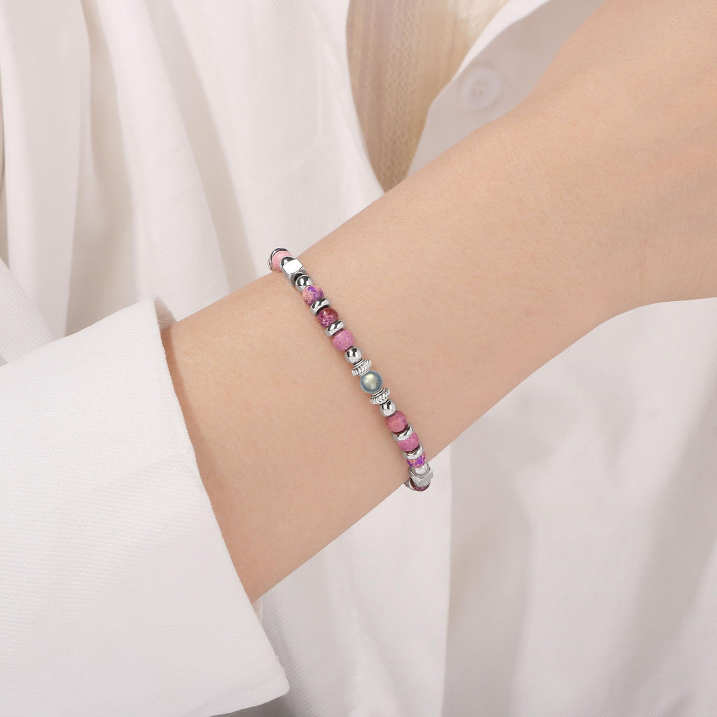 JoycuFF 𝗚𝗶𝗳𝘁𝘀 𝗳𝗼𝗿 𝗪𝗼𝗺𝗲𝗻 𝗠𝗼𝗼𝗻𝘀𝘁𝗼𝗻𝗲 𝗕𝗿𝗮𝗰𝗲𝗹𝗲𝘁 Amazonite Colorful Imperial Jasper Stainless Steel Beads Bracelets, Mothers Day Birthday Christmas Valentines Graduation Gifts