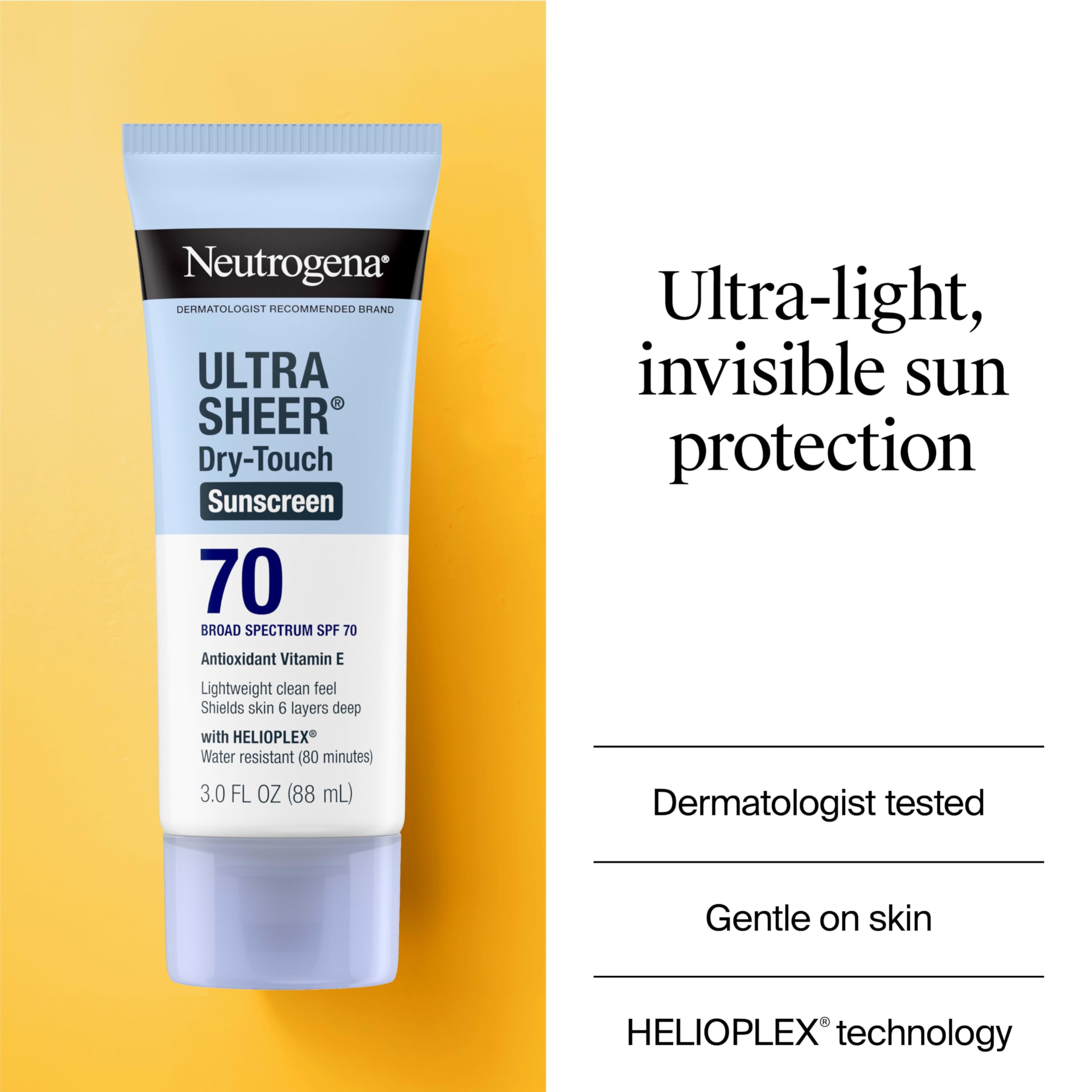 Neutrogena Ultra Sheer Stick Sunscreen for Face SPF 60, Invisible Finish, Broad Spectrum UVA/UVB Sun Protection - Vitamin C & E, Non Greasy, Fragrance Free, Water Resistant 80 Min, Travel Size, .47 oz
