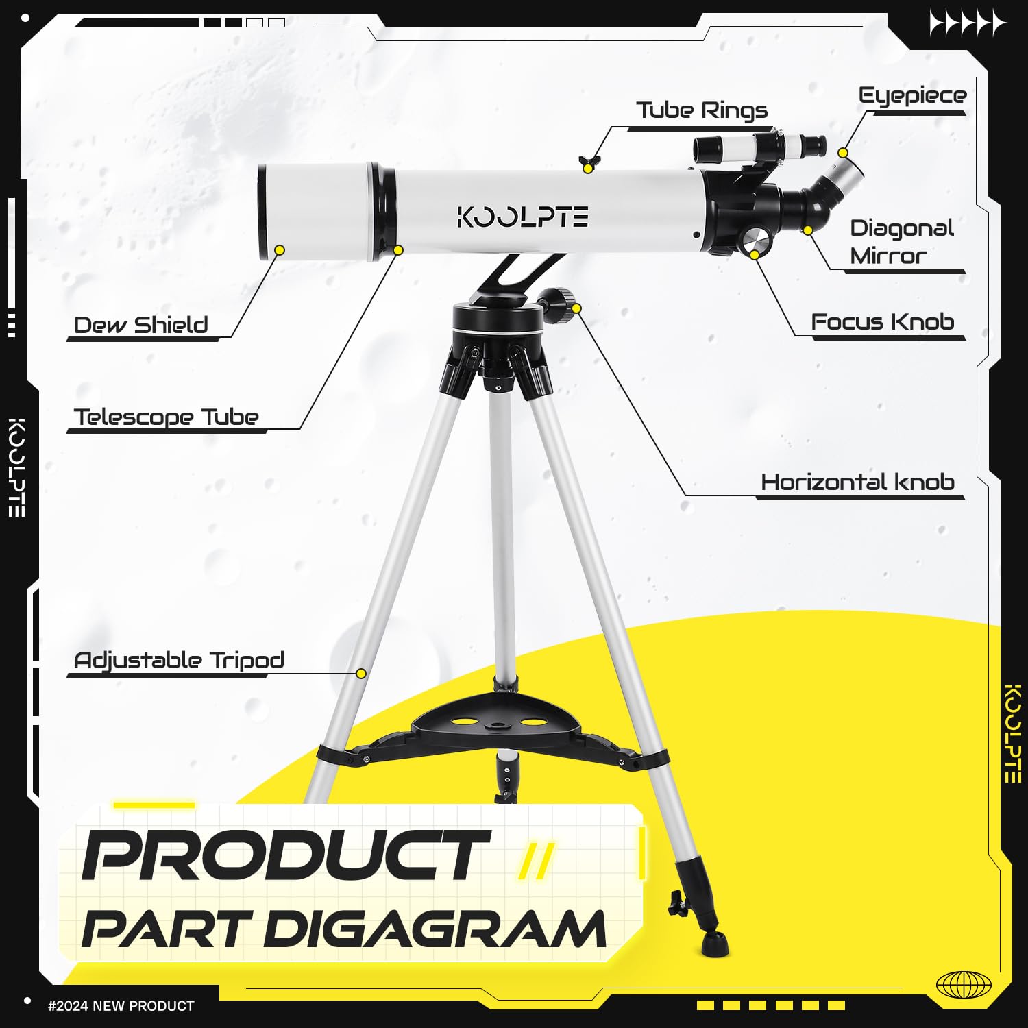 Telescope, 90mm Aperture 700mm Professional Telescope for Adults, High Power with Upgraded Vertisteel AZ Slow-Motion Mount Telescopes for Astronomy Beginners, Stainless Steel Tripod, Phone Adapter,Bag