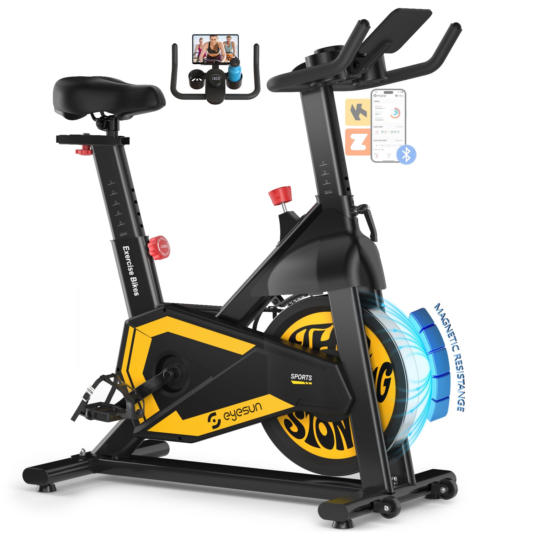 Exercise Bikes for Home,Spin Bike with Adjustable Magnetic,Brake Pad Resistance Silent Belt Drive,350lbs/300lbs Weight Capacity &Upgraded Version Seat for Home Cardio&Weight Loss(QM-530W)