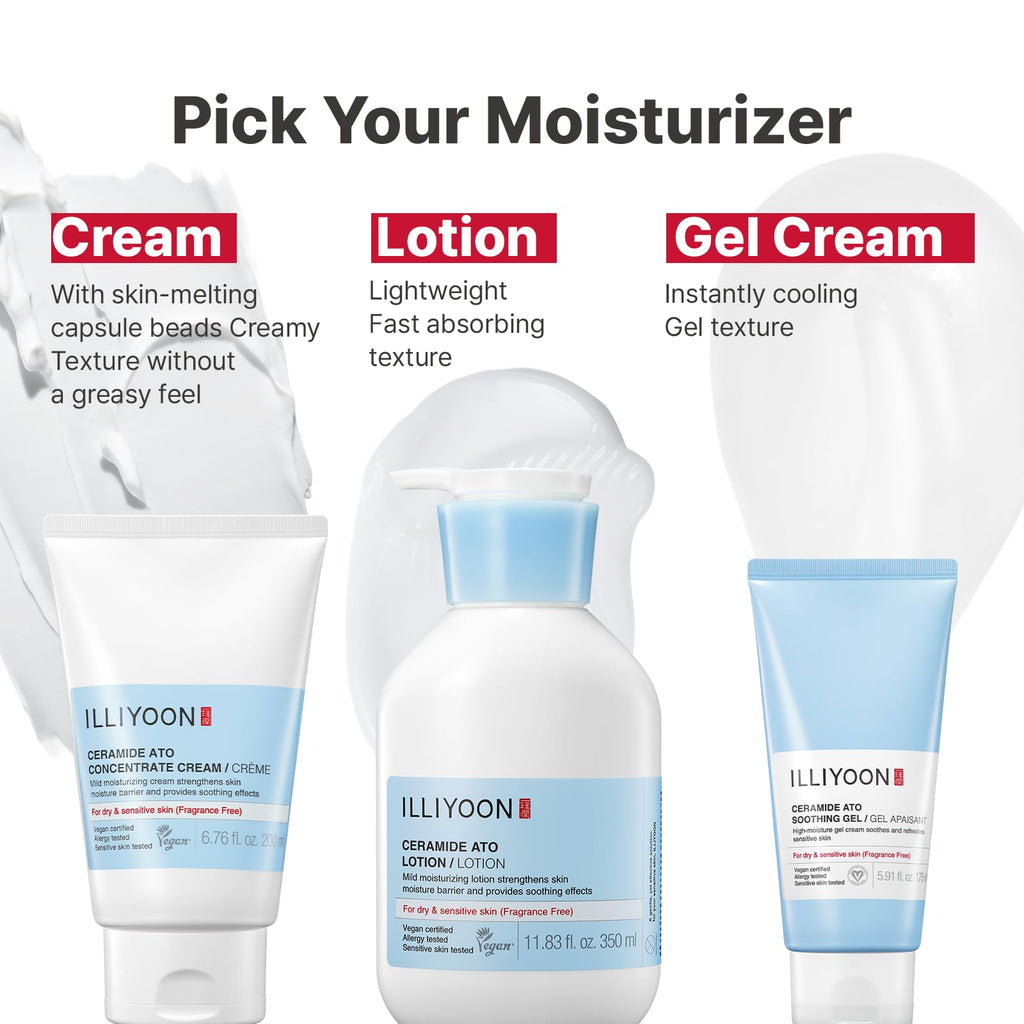 Illiyoon Ceramide Ato Lotion | Lightweight Moisturizer for Dry & Sensitive Skin, Barrier Repair for Face and Body, Mild for Babies, Vegan Certified, Korean Skincare, 2.29 fl.oz.