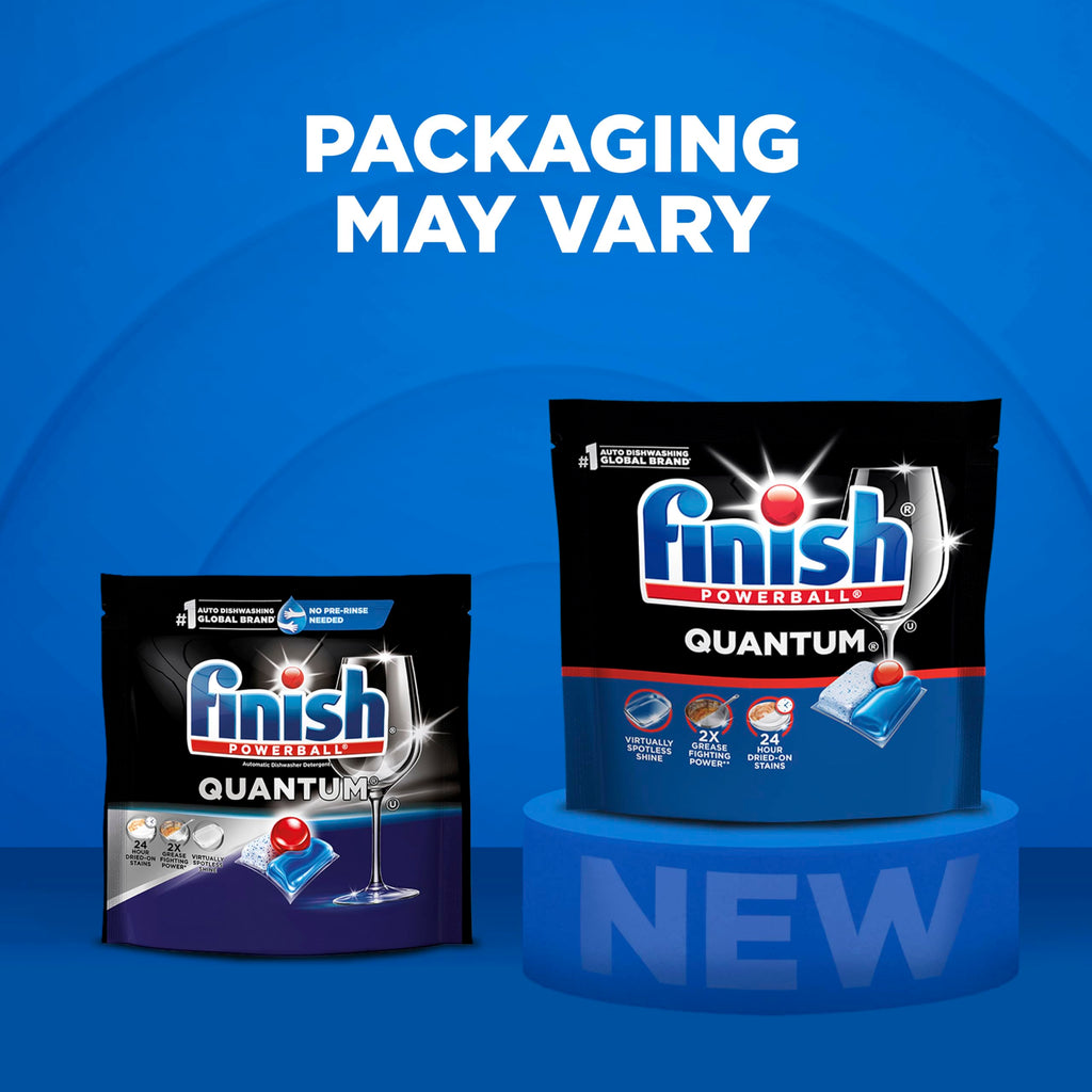 Finish Quantum Dishwasher Pods, No Pre-Rinse Dishwasher Detergent Soap Removes 24HR Dried-On Stain and Grease, Leaving a Virtually Spotless Shine, 57 Count