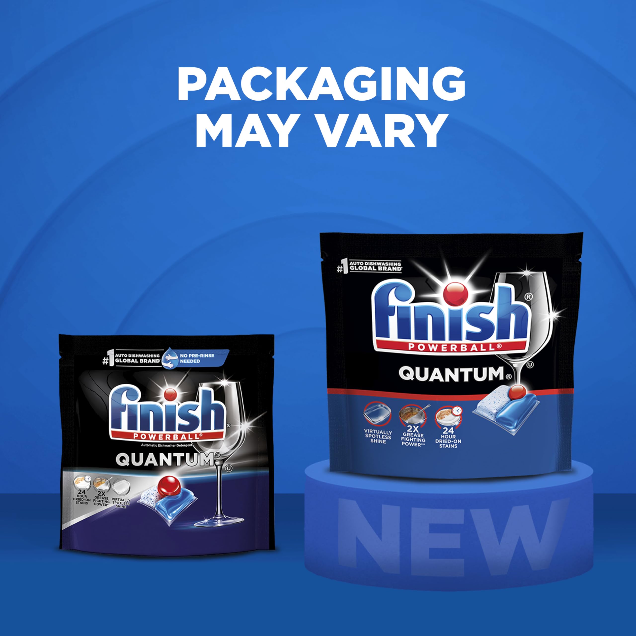 Finish Quantum Dishwasher Pods, No Pre-Rinse Dishwasher Detergent Soap Removes 24HR Dried-On Stain and Grease, Leaving a Virtually Spotless Shine, 57 Count