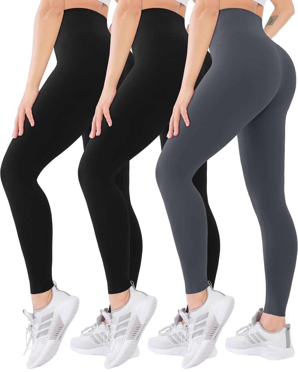 Blisset 3 Pack High Waisted Leggings for Women with Pockets Soft Active Tummy Control Pants for Yoga Running & Daily Wear