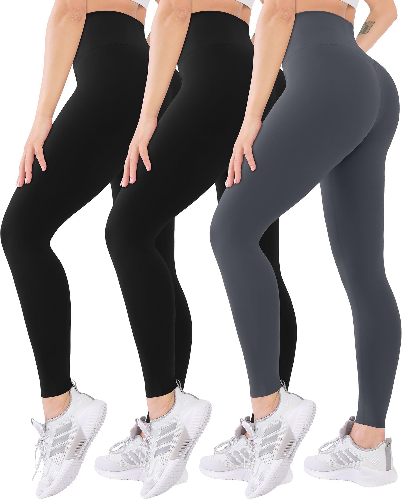 Blisset 3 Pack High Waisted Leggings for Women with Pockets Soft Active Tummy Control Pants for Yoga Running & Daily Wear