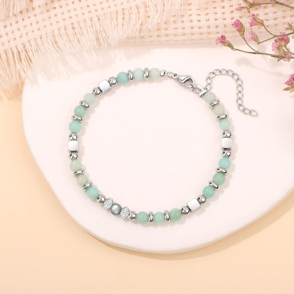 JoycuFF 𝗚𝗶𝗳𝘁𝘀 𝗳𝗼𝗿 𝗪𝗼𝗺𝗲𝗻 𝗠𝗼𝗼𝗻𝘀𝘁𝗼𝗻𝗲 𝗕𝗿𝗮𝗰𝗲𝗹𝗲𝘁 Amazonite Colorful Imperial Jasper Stainless Steel Beads Bracelets, Mothers Day Birthday Christmas Valentines Graduation Gifts