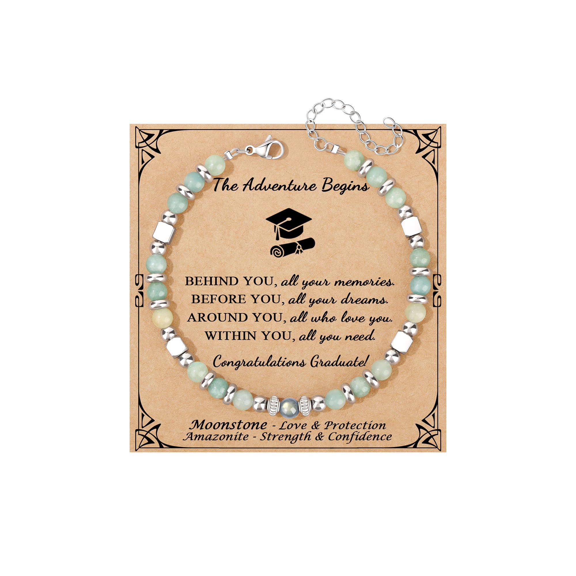JoycuFF 𝗚𝗶𝗳𝘁𝘀 𝗳𝗼𝗿 𝗪𝗼𝗺𝗲𝗻 𝗠𝗼𝗼𝗻𝘀𝘁𝗼𝗻𝗲 𝗕𝗿𝗮𝗰𝗲𝗹𝗲𝘁 Amazonite Colorful Imperial Jasper Stainless Steel Beads Bracelets, Mothers Day Birthday Christmas Valentines Graduation Gifts