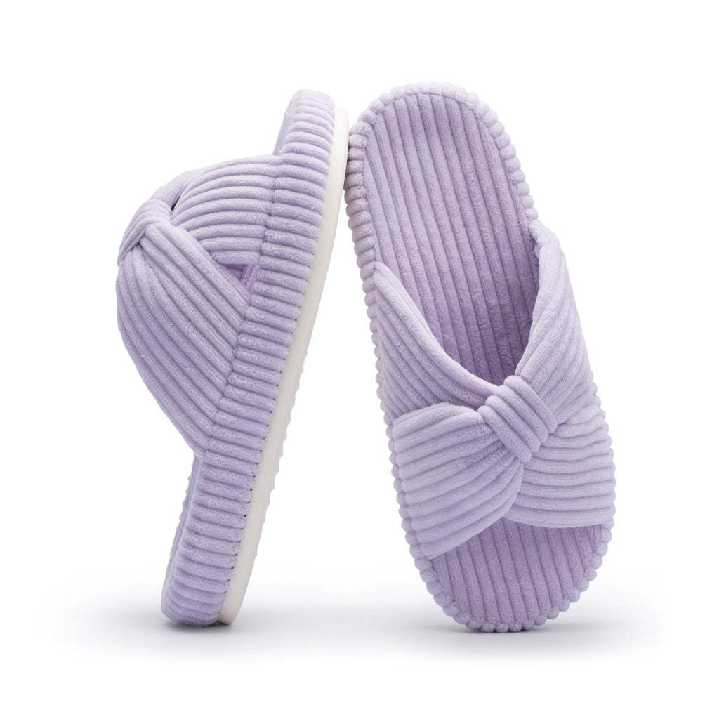 Chantomoo Slippers for Women Memory Foam House Bedroom Corduroy Bow Crossbands Slipper Shoes Comfy Trendy Gift Slippers