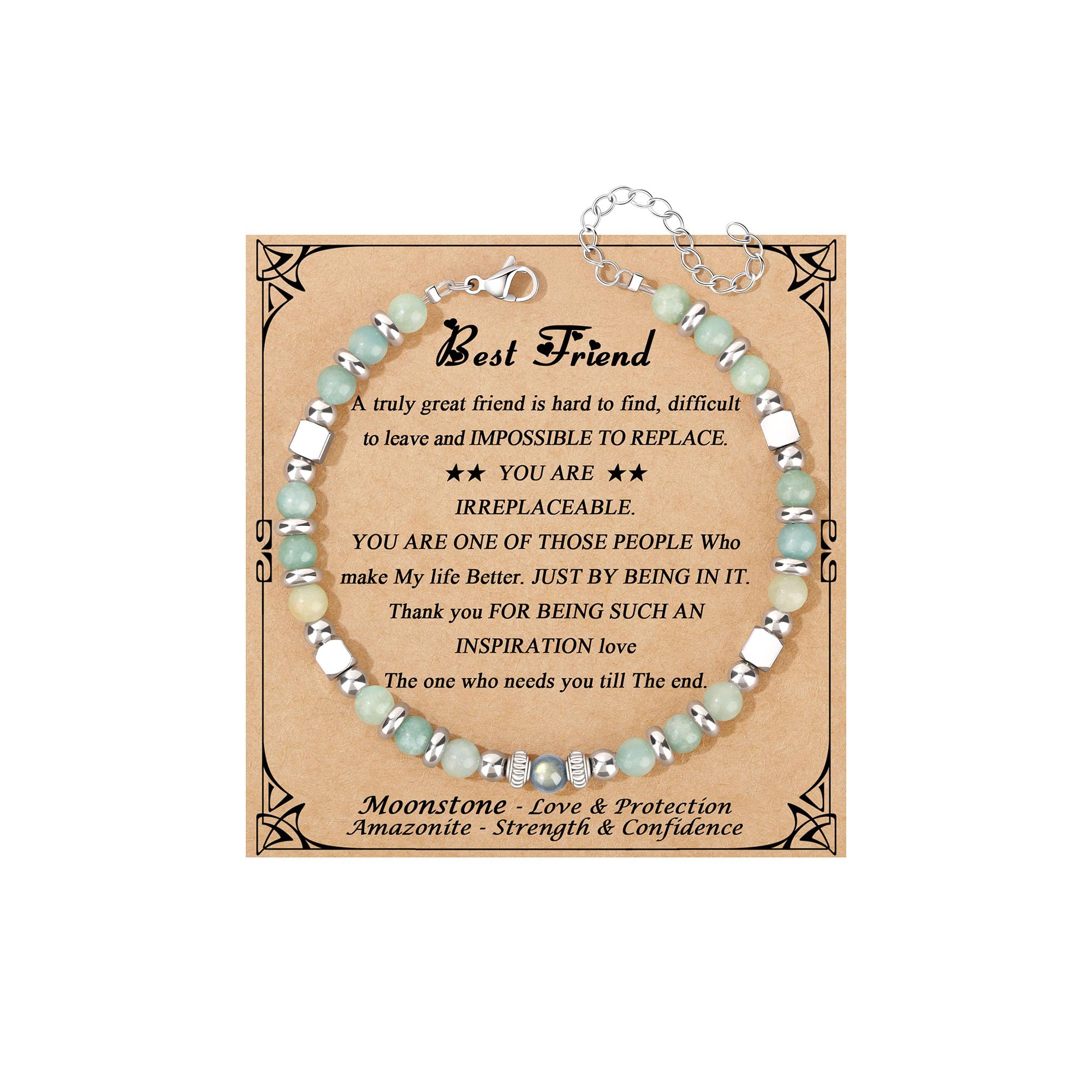 JoycuFF 𝗚𝗶𝗳𝘁𝘀 𝗳𝗼𝗿 𝗪𝗼𝗺𝗲𝗻 𝗠𝗼𝗼𝗻𝘀𝘁𝗼𝗻𝗲 𝗕𝗿𝗮𝗰𝗲𝗹𝗲𝘁 Amazonite Colorful Imperial Jasper Stainless Steel Beads Bracelets, Mothers Day Birthday Christmas Valentines Graduation Gifts