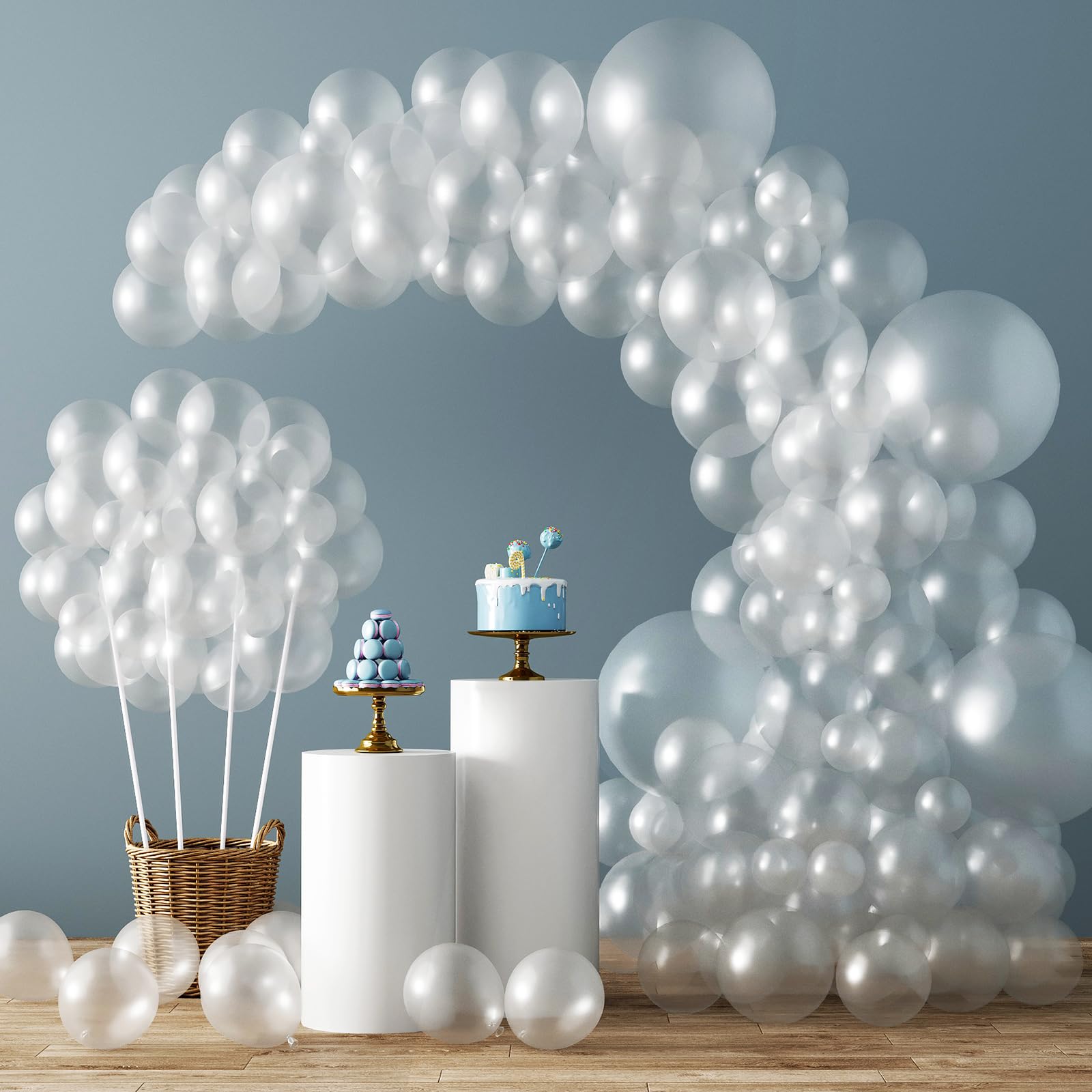 RUBFAC Pink Balloons 129pcs Light Pastel Pink Balloon Different Sizes 18 12 10 5 Inch for Garland Arch Mother's Day Birthday Party Baby Shower Gender Reveal Wedding Anniversary Easter Decoration