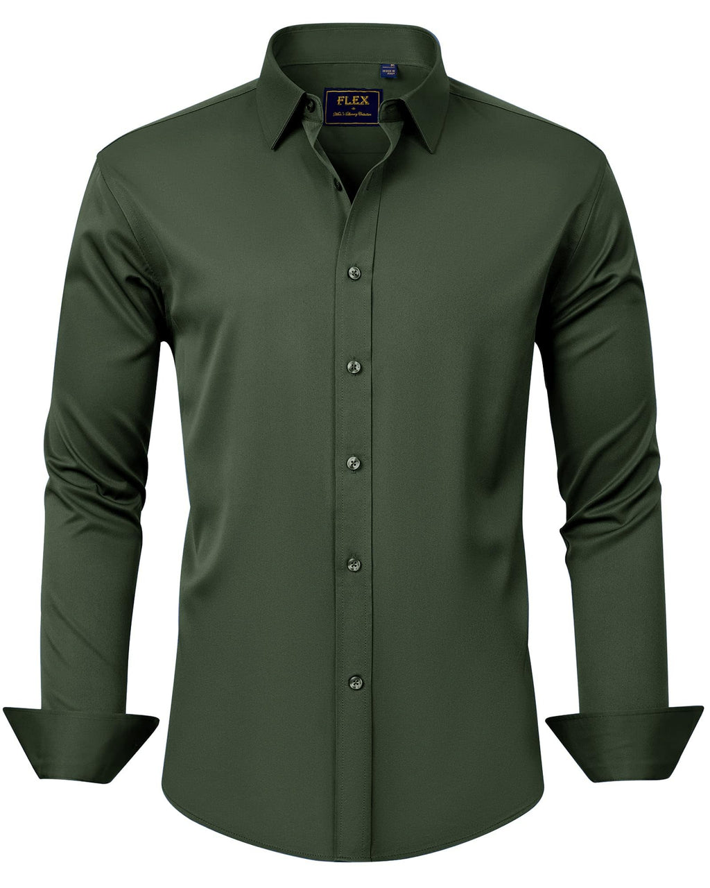 J.VER Men's Dress Shirts Solid Long Sleeve Stretch Wrinkle-Free Formal Shirt Business Casual Button Down Shirts