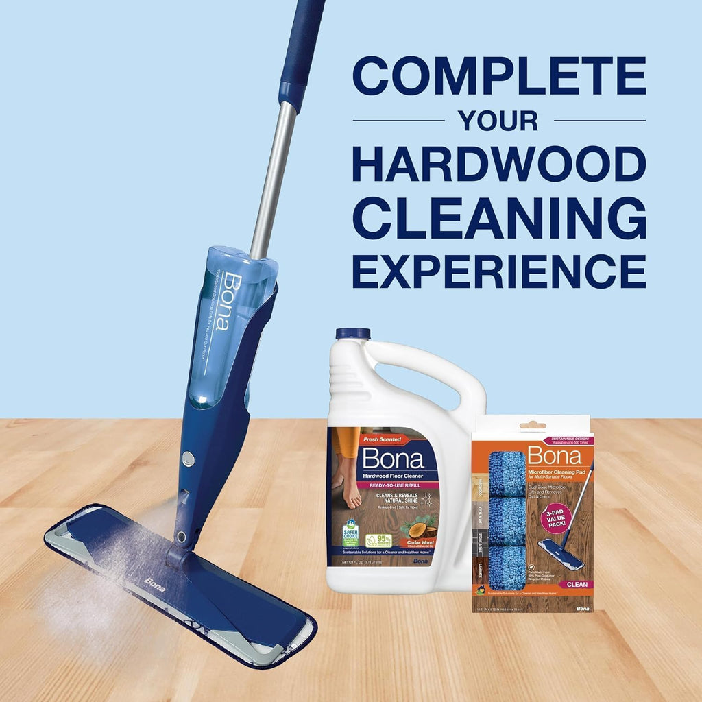 Bona® Hardwood Floor Cleaner Spray - 32 fl oz - Cedar Wood - Includes Filled Bottle + Concentrate Refill for Hardwood Floor Cleaning