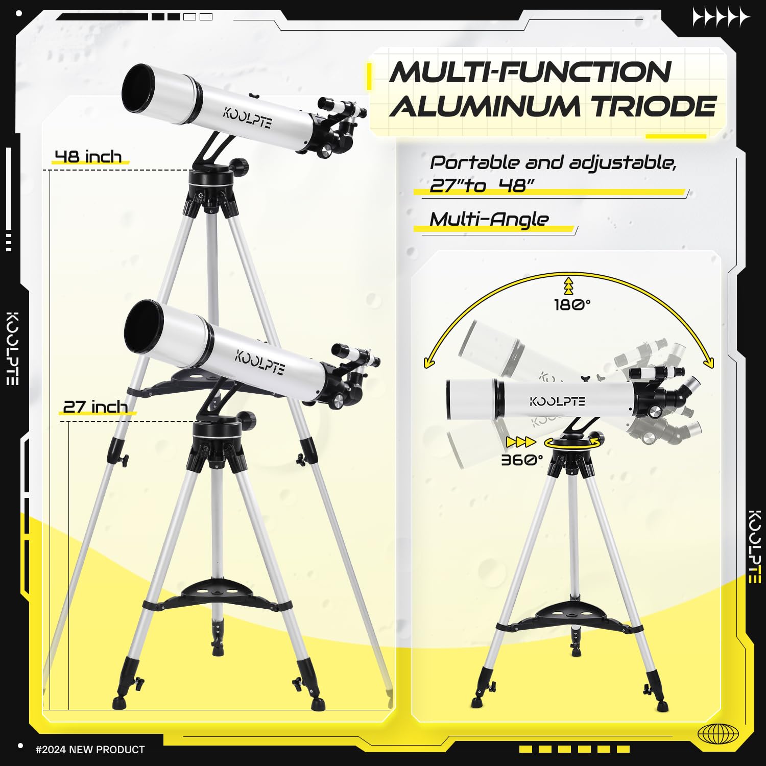 Telescope, 90mm Aperture 700mm Professional Telescope for Adults, High Power with Upgraded Vertisteel AZ Slow-Motion Mount Telescopes for Astronomy Beginners, Stainless Steel Tripod, Phone Adapter,Bag