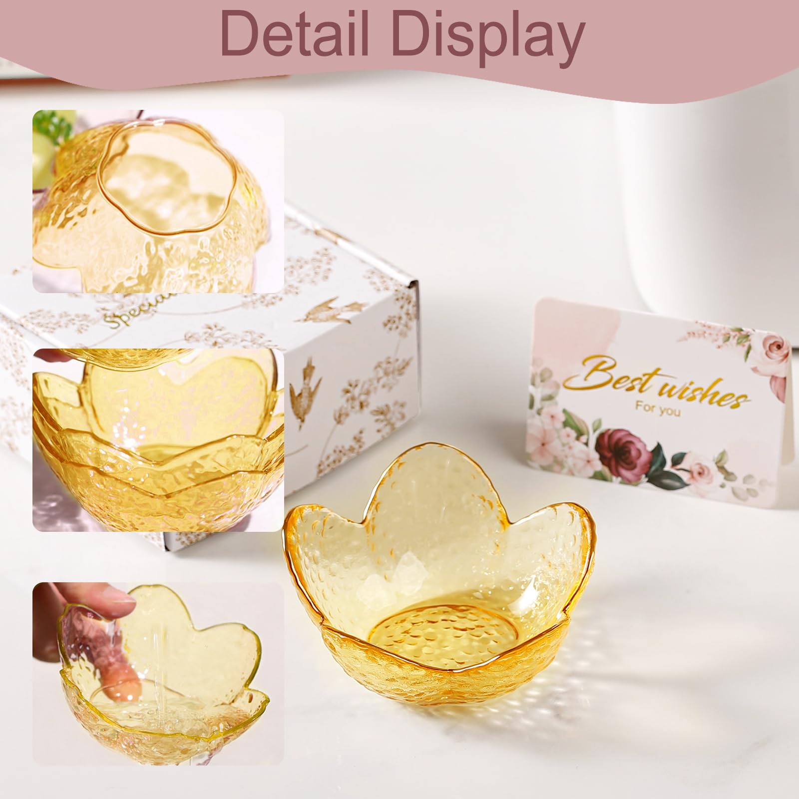 Gifts for Women Trinket Dish Flower Jewelry Dish Pink Glass Ring Holder Jewellery Tray Cute Room Decor Aesthetic Bedroom Accessories Unique Birthday New Home Mothers Day Gifts for Women Friends(2 pcs)
