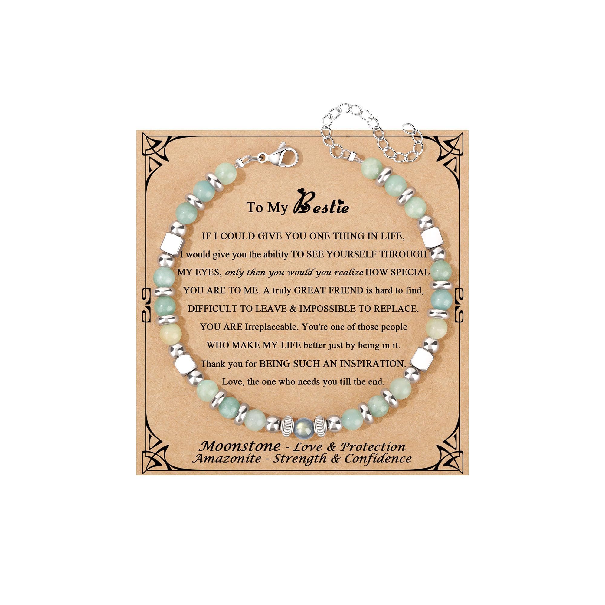 JoycuFF 𝗚𝗶𝗳𝘁𝘀 𝗳𝗼𝗿 𝗪𝗼𝗺𝗲𝗻 𝗠𝗼𝗼𝗻𝘀𝘁𝗼𝗻𝗲 𝗕𝗿𝗮𝗰𝗲𝗹𝗲𝘁 Amazonite Colorful Imperial Jasper Stainless Steel Beads Bracelets, Mothers Day Birthday Christmas Valentines Graduation Gifts