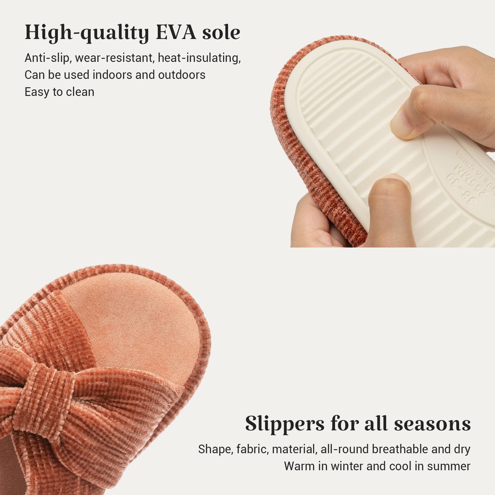 Chantomoo Slippers for Women Memory Foam House Bedroom Corduroy Bow Crossbands Slipper Shoes Comfy Trendy Gift Slippers