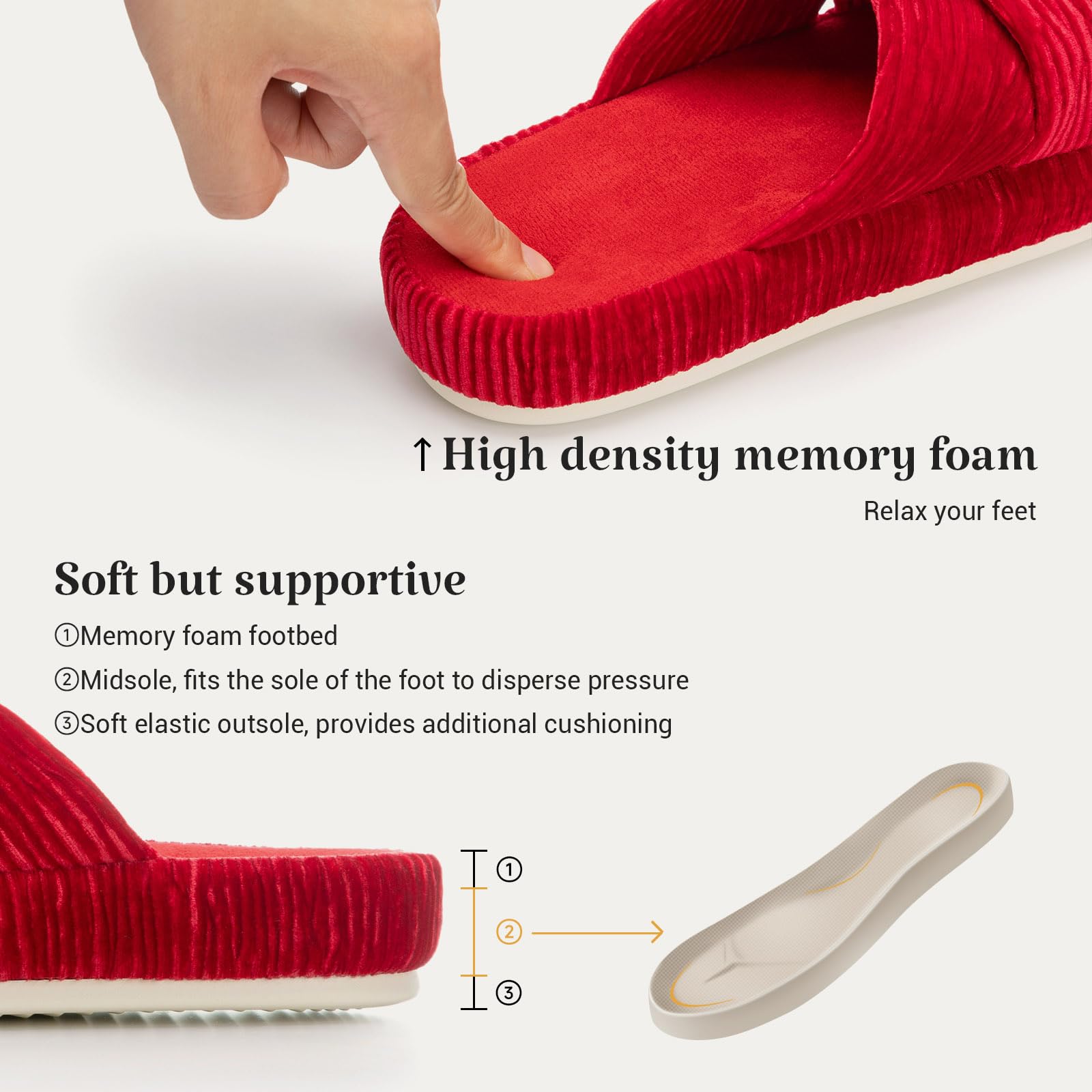 Chantomoo Slippers for Women Memory Foam House Bedroom Corduroy Bow Crossbands Slipper Shoes Comfy Trendy Gift Slippers