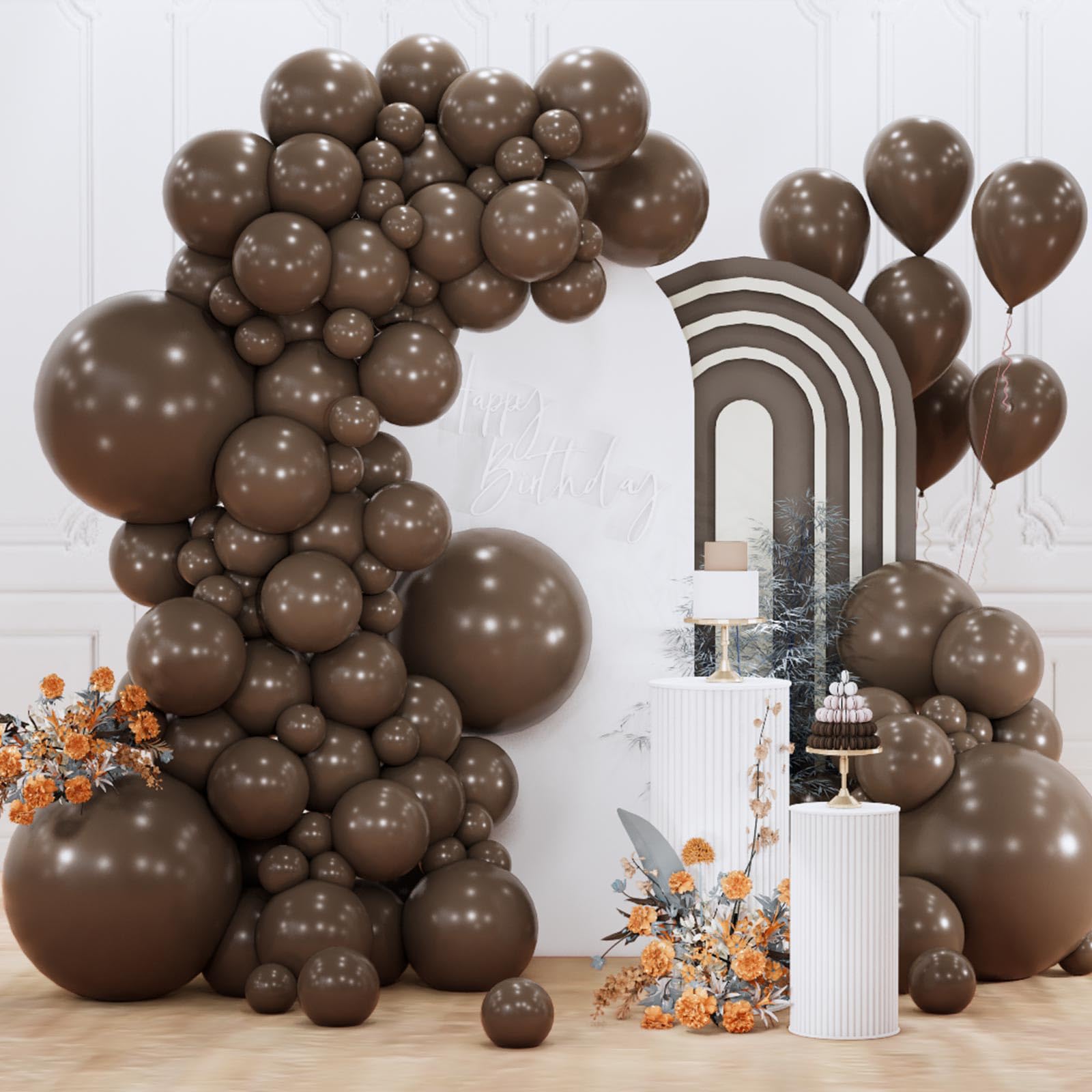PartyWoo Nude Balloons 50pcs 5 Inch Apricot Boho Fall Neutral Latex Helium Balloons for Graduation Wedding Anniversary Birthday Boy Baby Shower Woodland Boho Theme Party Decorations Brown-F05