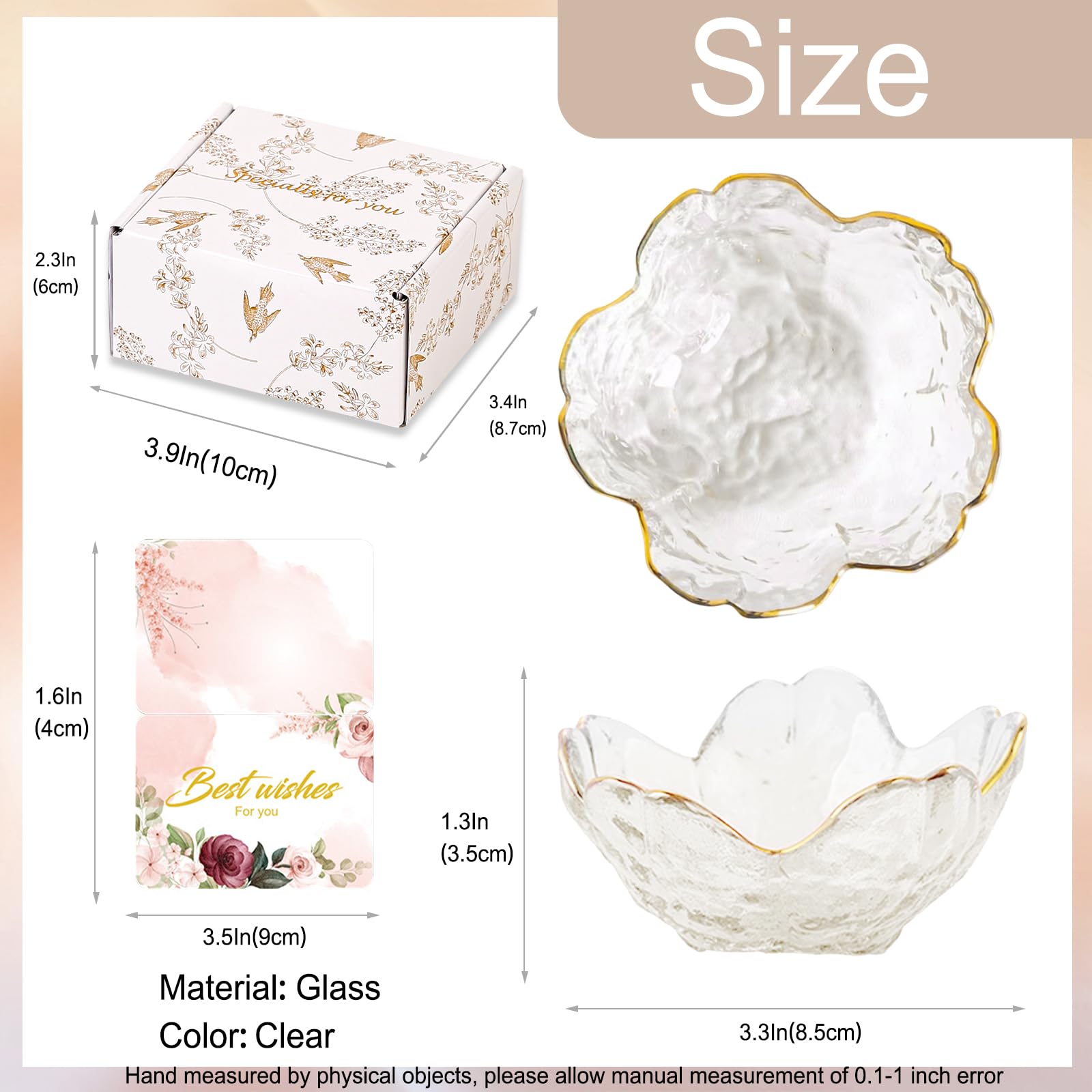 Gifts for Women Trinket Dish Flower Jewelry Dish Pink Glass Ring Holder Jewellery Tray Cute Room Decor Aesthetic Bedroom Accessories Unique Birthday New Home Mothers Day Gifts for Women Friends(2 pcs)