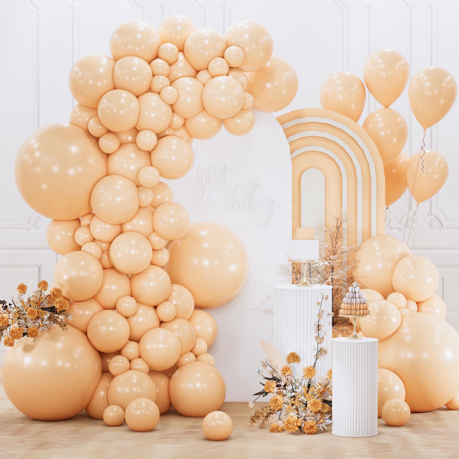 PartyWoo Nude Balloons 50pcs 5 Inch Apricot Boho Fall Neutral Latex Helium Balloons for Graduation Wedding Anniversary Birthday Boy Baby Shower Woodland Boho Theme Party Decorations Brown-F05