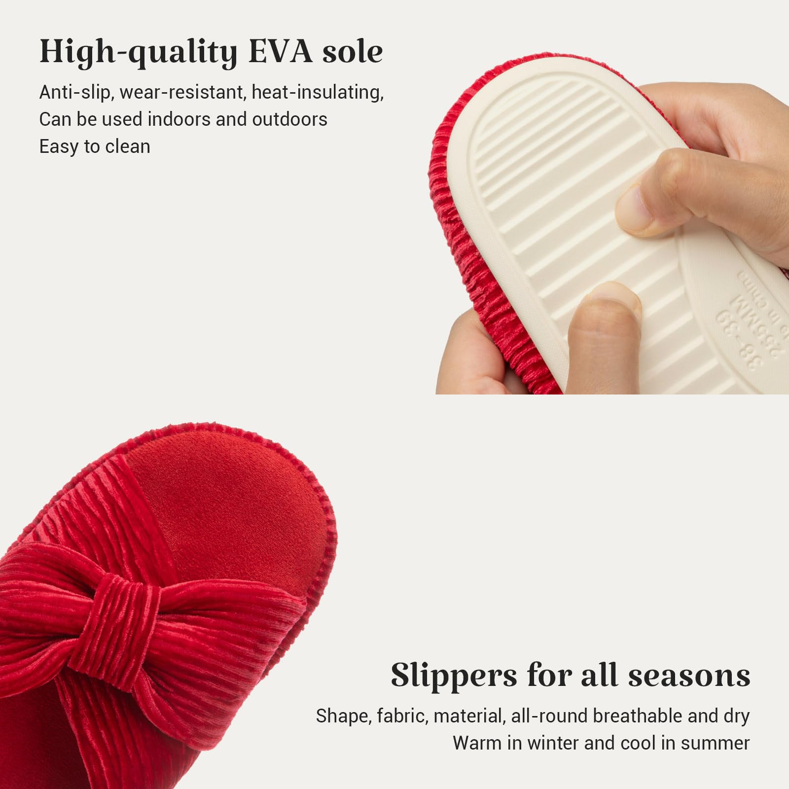 Chantomoo Slippers for Women Memory Foam House Bedroom Corduroy Bow Crossbands Slipper Shoes Comfy Trendy Gift Slippers