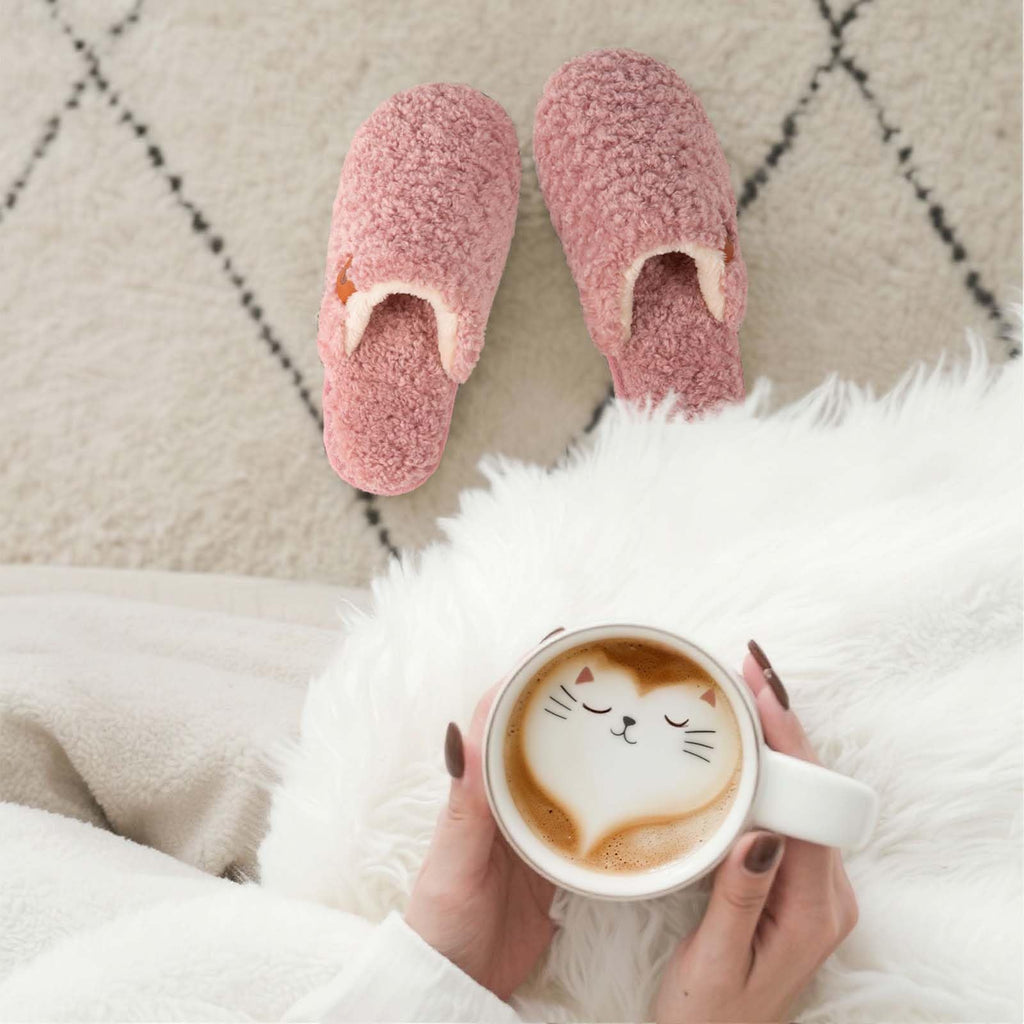 EverFoams Women's Fuzzy Slip-on Slippers Warm Cozy Soft Lightweight Memory Foam Indoor House Shoes