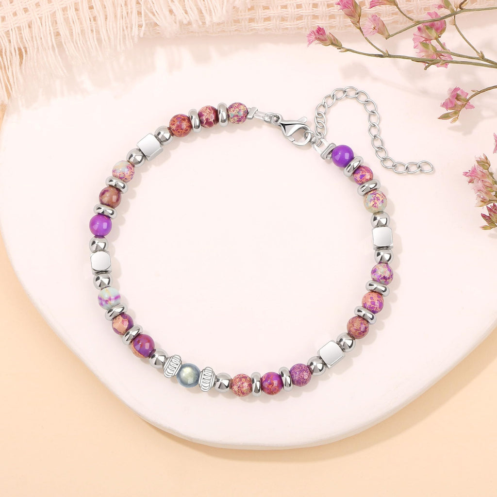 JoycuFF 𝗚𝗶𝗳𝘁𝘀 𝗳𝗼𝗿 𝗪𝗼𝗺𝗲𝗻 𝗠𝗼𝗼𝗻𝘀𝘁𝗼𝗻𝗲 𝗕𝗿𝗮𝗰𝗲𝗹𝗲𝘁 Amazonite Colorful Imperial Jasper Stainless Steel Beads Bracelets, Mothers Day Birthday Christmas Valentines Graduation Gifts
