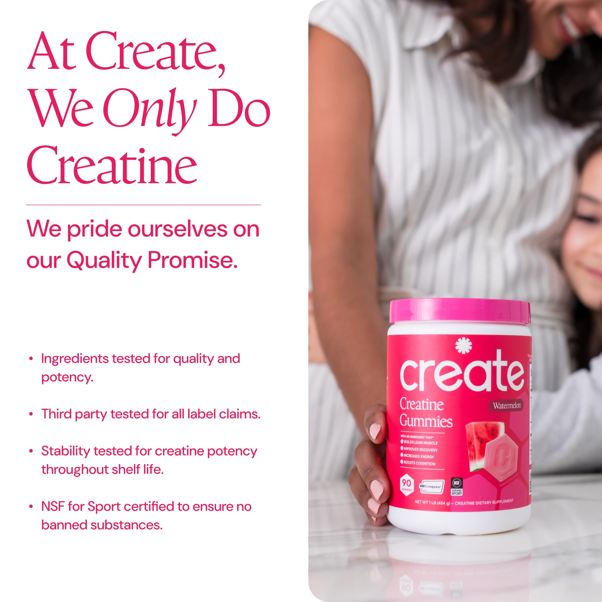 Create Creatine Monohydrate Gummies for Men & Women, Boost Focus, Strength, and Endurance, Anti-Melting Formula, Vegan, Gluten-Free, Non-GMO, 1.5g of Creatine per Gummy (Blue Raspberry)