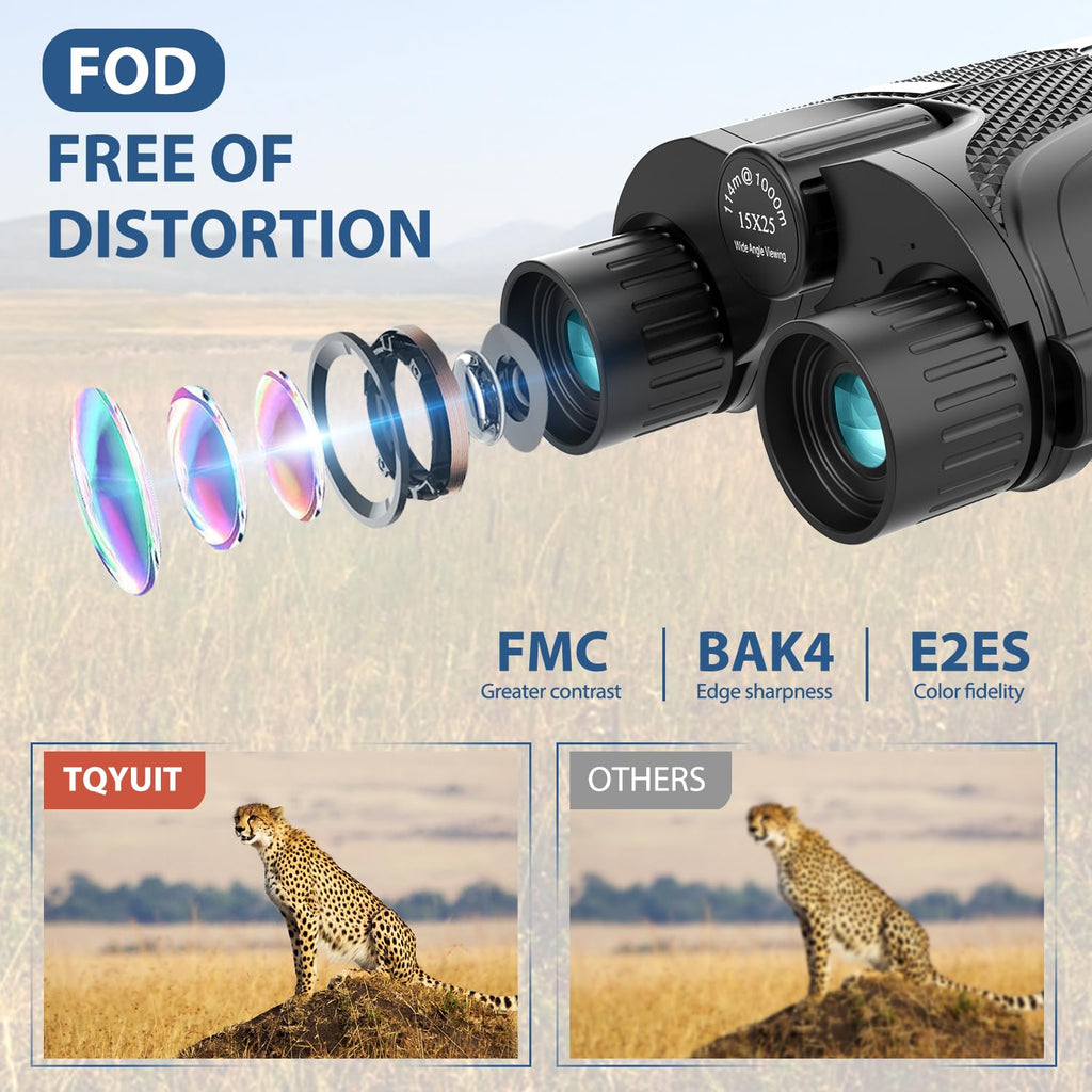 Binoculars 15x25 for Adults,High Powered Easy Focus Binoculars with Low Light Vision for Bird Watching,Travel and Concerts,Sightseeing and Sport Games