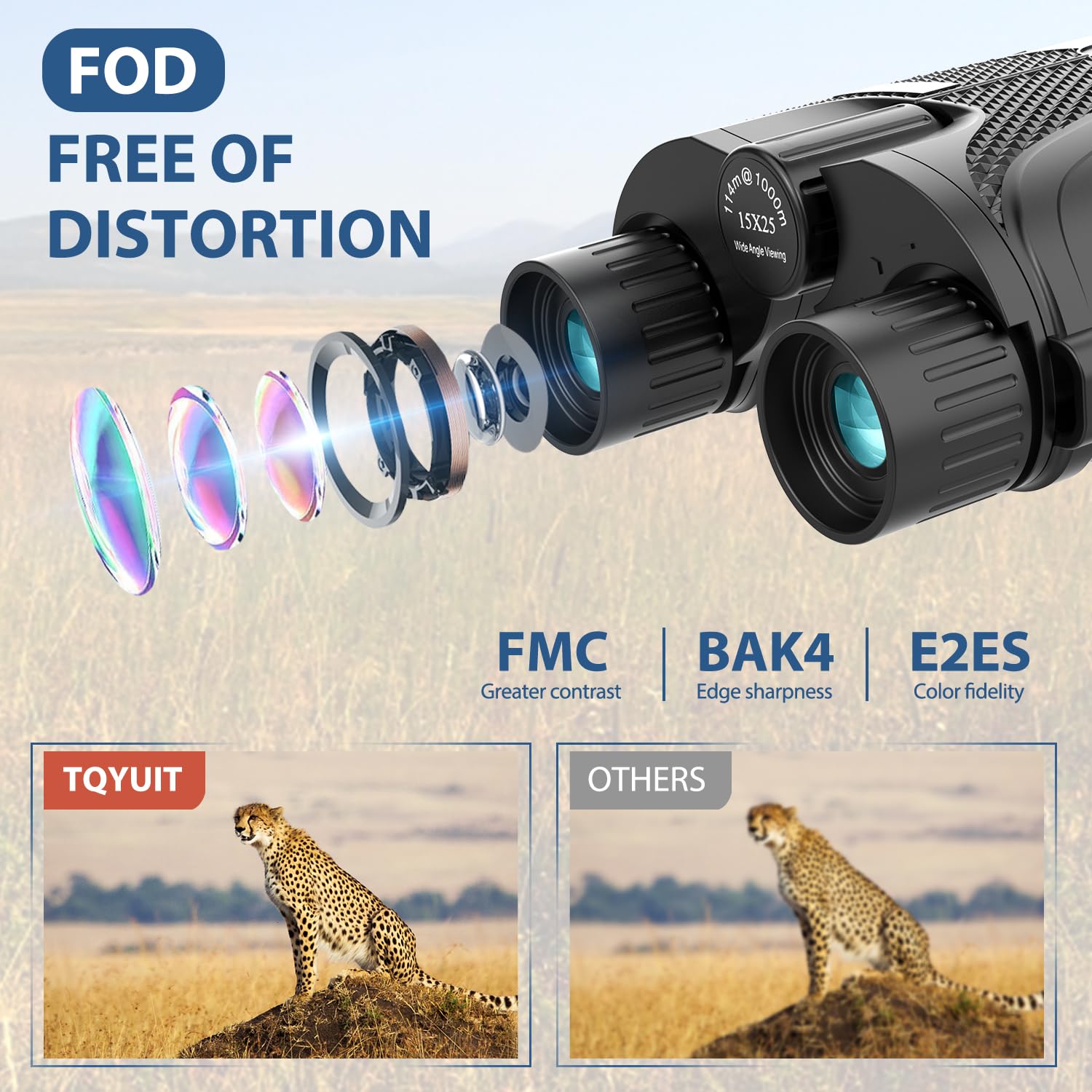 Binoculars 15x25 for Adults,High Powered Easy Focus Binoculars with Low Light Vision for Bird Watching,Travel and Concerts,Sightseeing and Sport Games