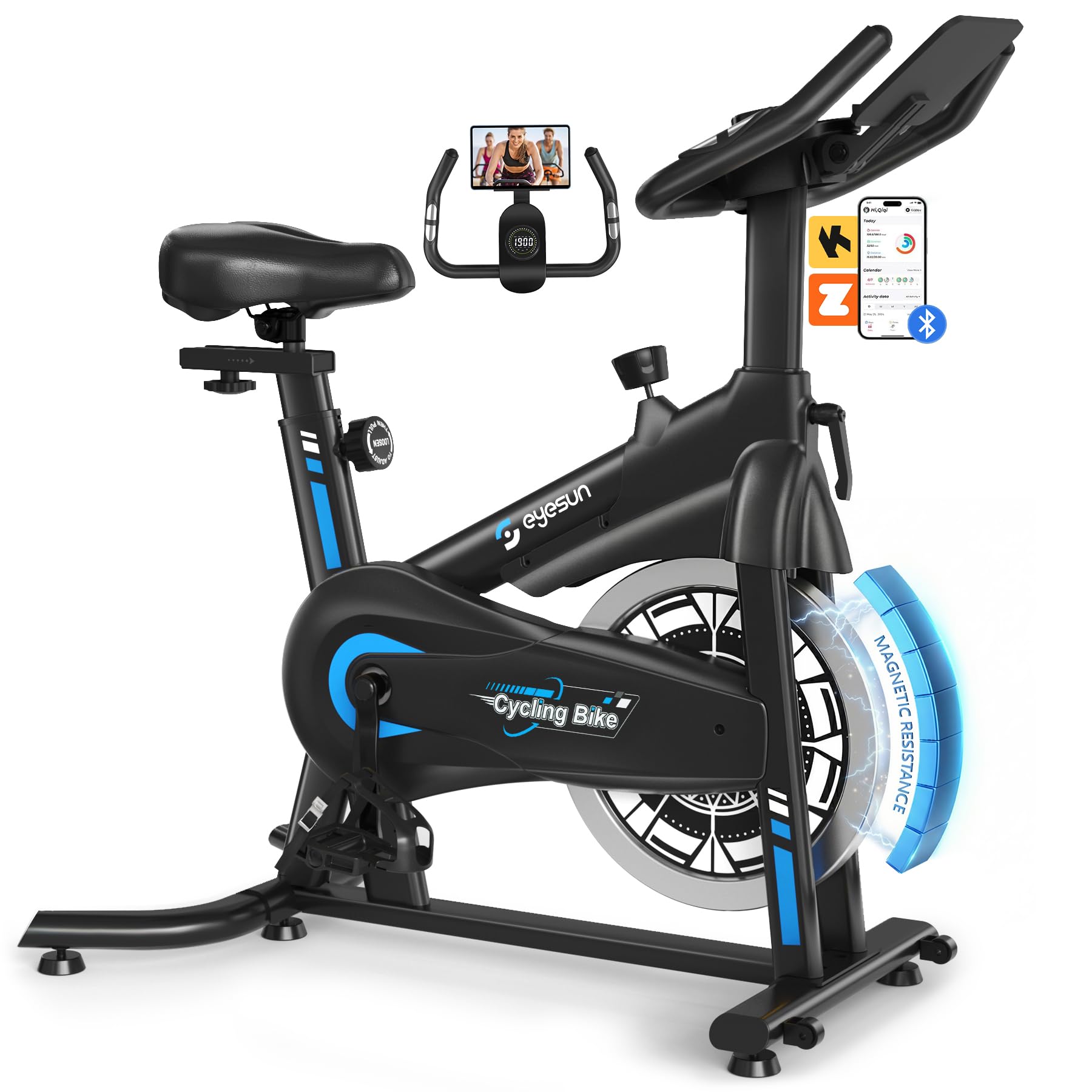 Exercise Bikes for Home,Spin Bike with Adjustable Magnetic,Brake Pad Resistance Silent Belt Drive,350lbs/300lbs Weight Capacity &Upgraded Version Seat for Home Cardio&Weight Loss(QM-530W)