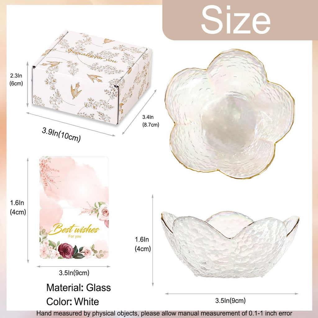 Gifts for Women Trinket Dish Flower Jewelry Dish Pink Glass Ring Holder Jewellery Tray Cute Room Decor Aesthetic Bedroom Accessories Unique Birthday New Home Mothers Day Gifts for Women Friends(2 pcs)