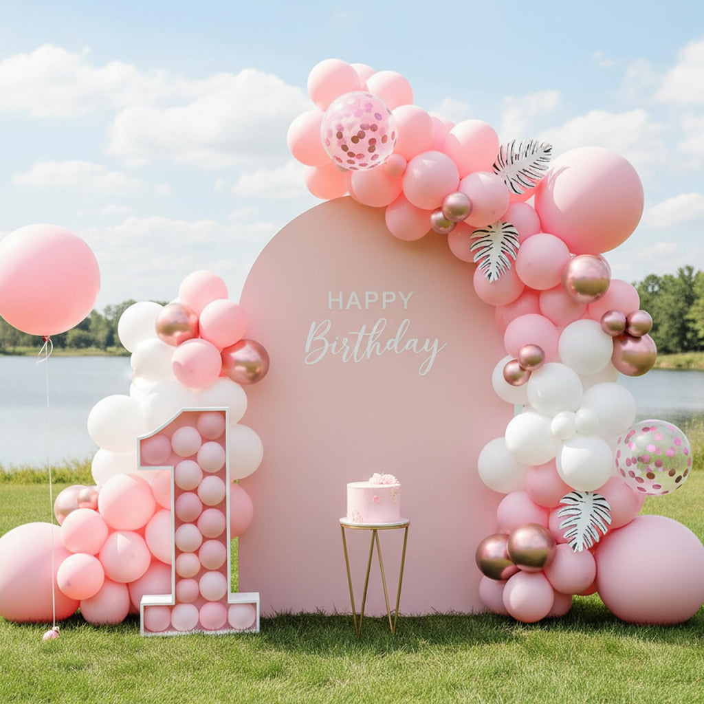RUBFAC Pink Balloons 129pcs Light Pastel Pink Balloon Different Sizes 18 12 10 5 Inch for Garland Arch Mother's Day Birthday Party Baby Shower Gender Reveal Wedding Anniversary Easter Decoration