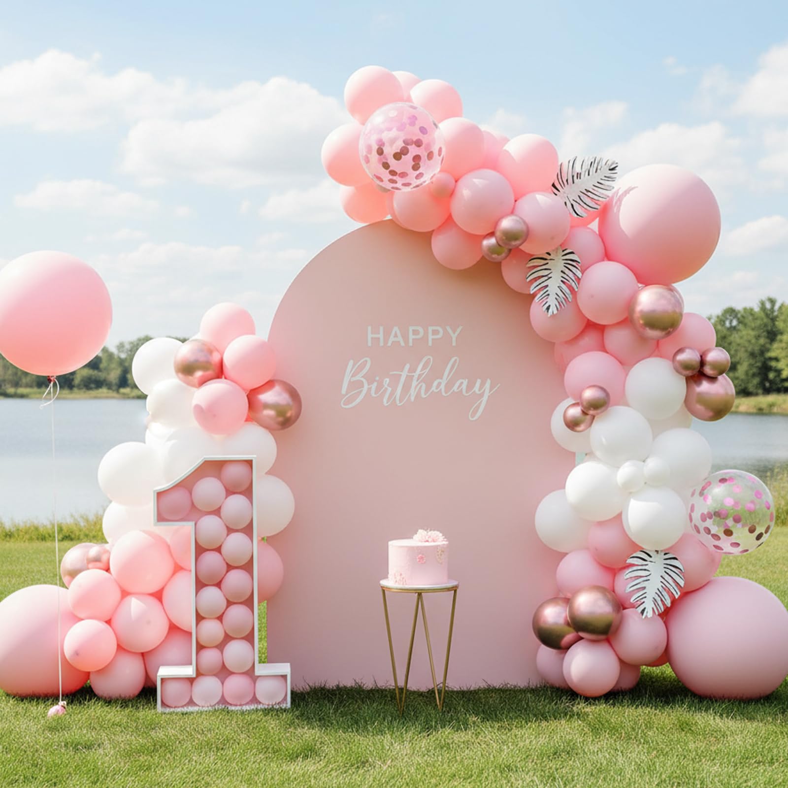 RUBFAC Pink Balloons 129pcs Light Pastel Pink Balloon Different Sizes 18 12 10 5 Inch for Garland Arch Mother's Day Birthday Party Baby Shower Gender Reveal Wedding Anniversary Easter Decoration