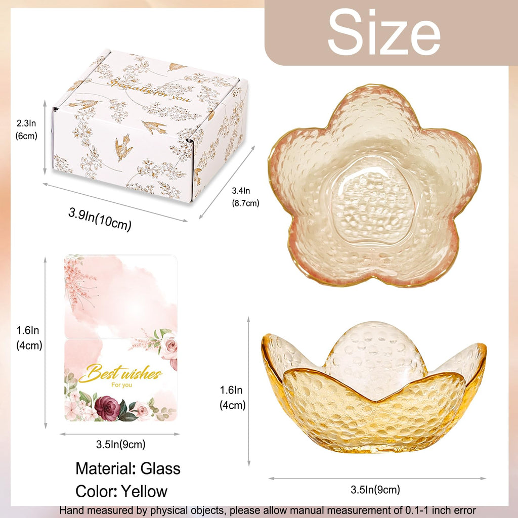 Gifts for Women Trinket Dish Flower Jewelry Dish Pink Glass Ring Holder Jewellery Tray Cute Room Decor Aesthetic Bedroom Accessories Unique Birthday New Home Mothers Day Gifts for Women Friends(2 pcs)